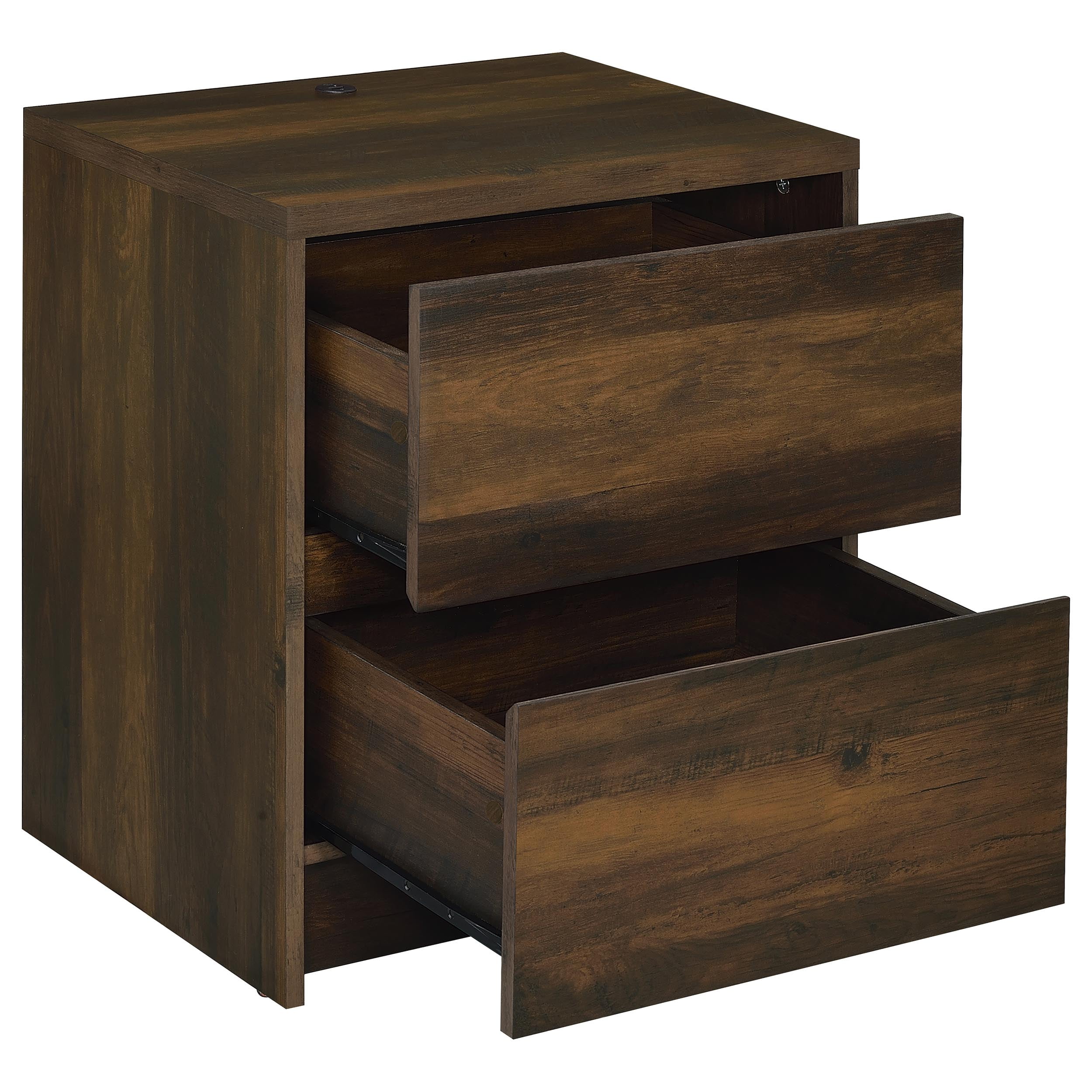 Geary Dark Pine 2-Drawer Nightstand with LED Motion Sensor Light & Dual USB-A/C Ports | Engineered Wood | 23.5" H x 19.75" W | Bedroom Furniture - Image 7