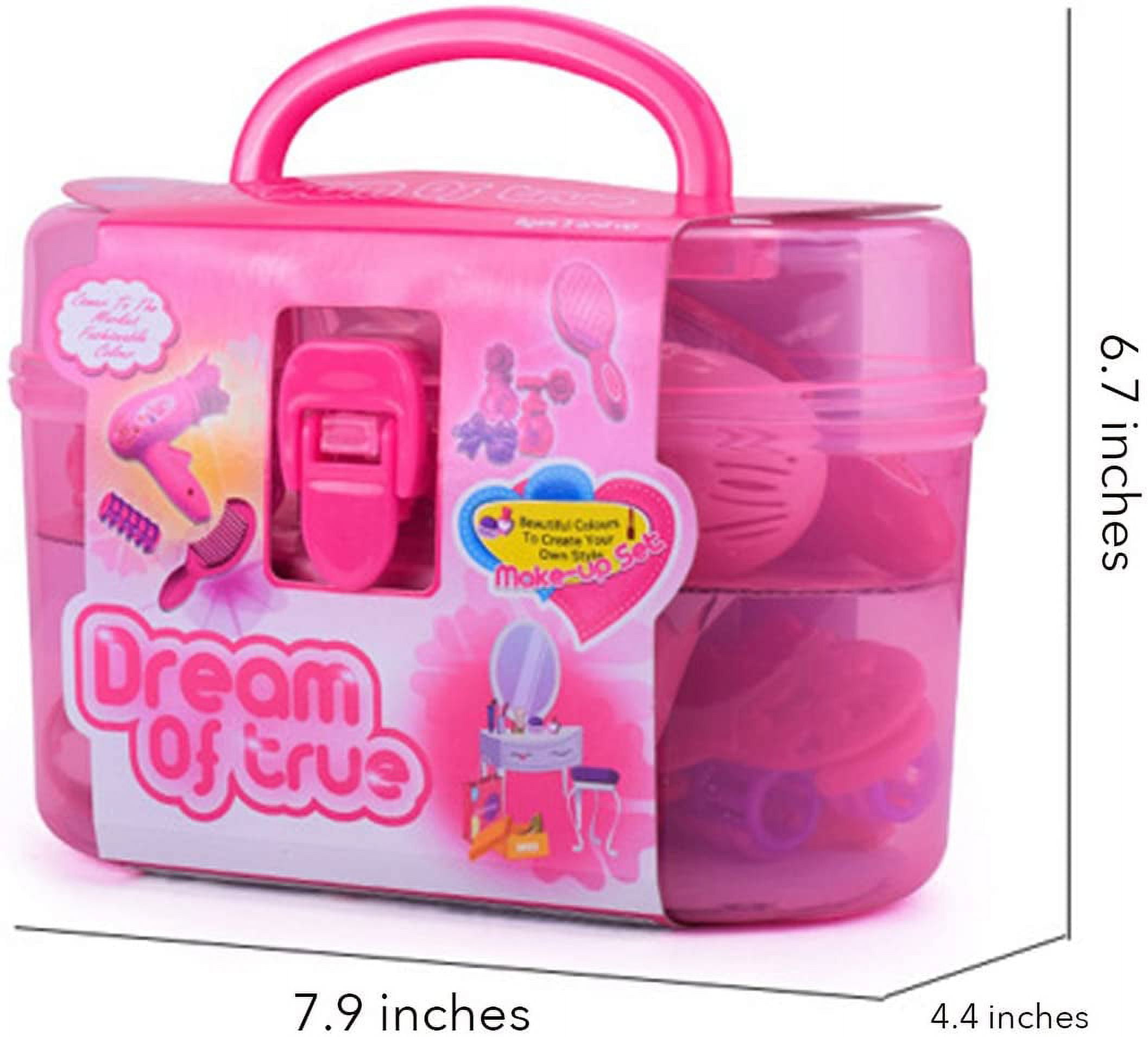Rirool Little Girl Pretend Play Makeup & Hair Station Set with Case - Beauty Salon Toy Kit for Ages 1-4 - Image 3