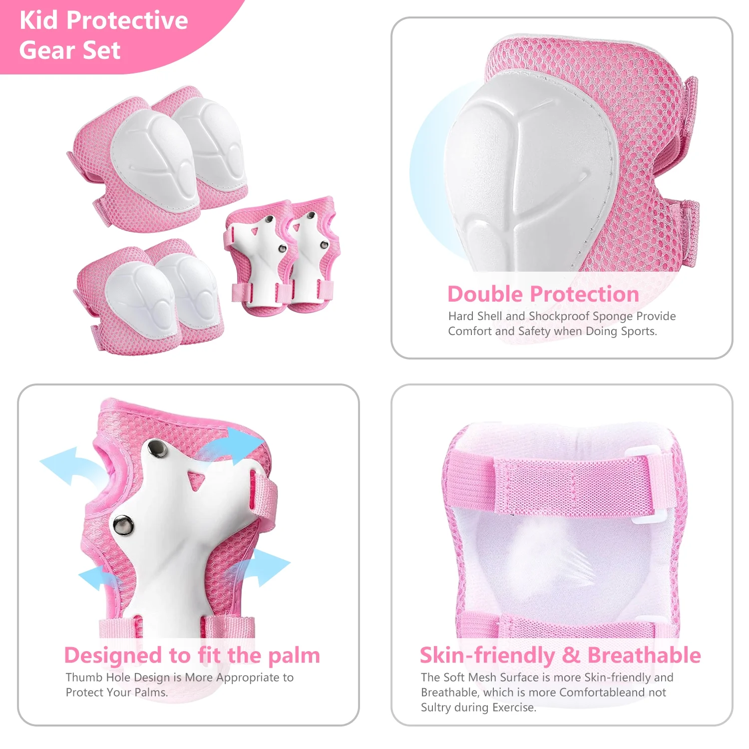 Kids Protective Gear Set - Knee Pads, Elbow Pads & Wrist Guards for Toddlers & Kids 2-8 Years - 3-in-1 Safety Gear for Skating, Cycling, Rollerblading, Scooter, and Outdoor Sports - Image 8