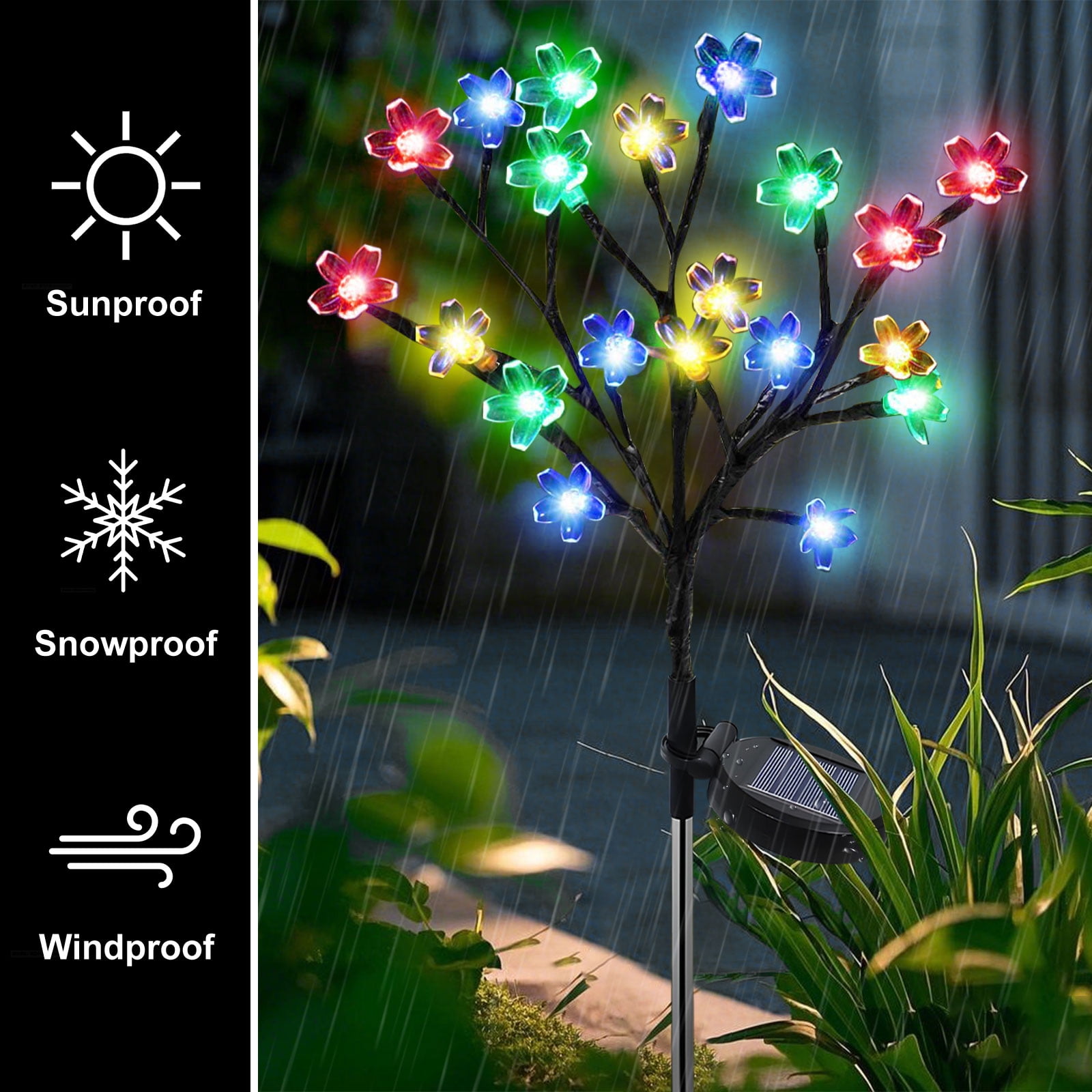 Rirool Solar Flower Lights, 20 Cherry Blossom LED Solar Garden Lights, 2-Pack Waterproof Multi-Color Outdoor Lights for Pathway, Yard, Patio, and Christmas Decoration - Image 9