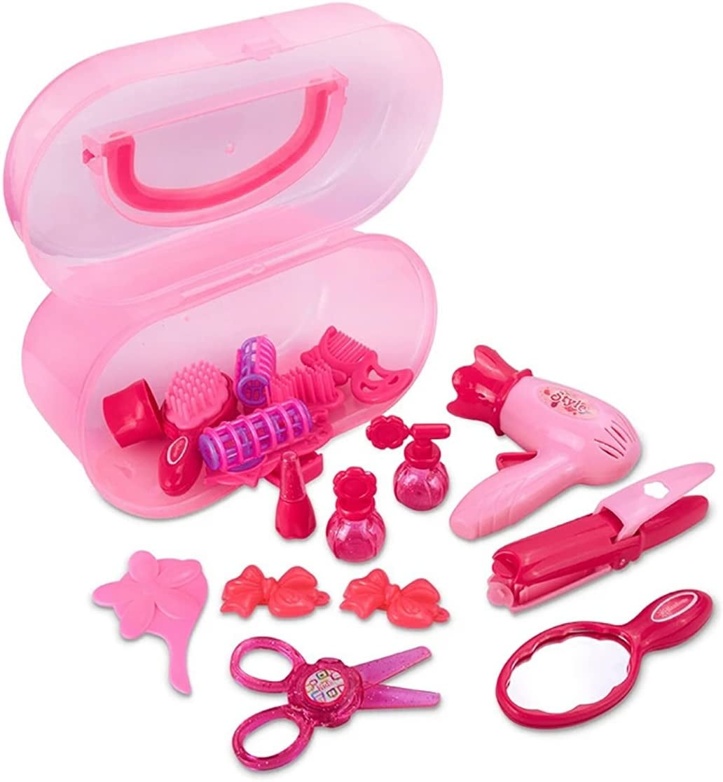 Rirool Little Girl Pretend Play Makeup & Hair Station Set with Case - Beauty Salon Toy Kit for Ages 1-4 - Image 9