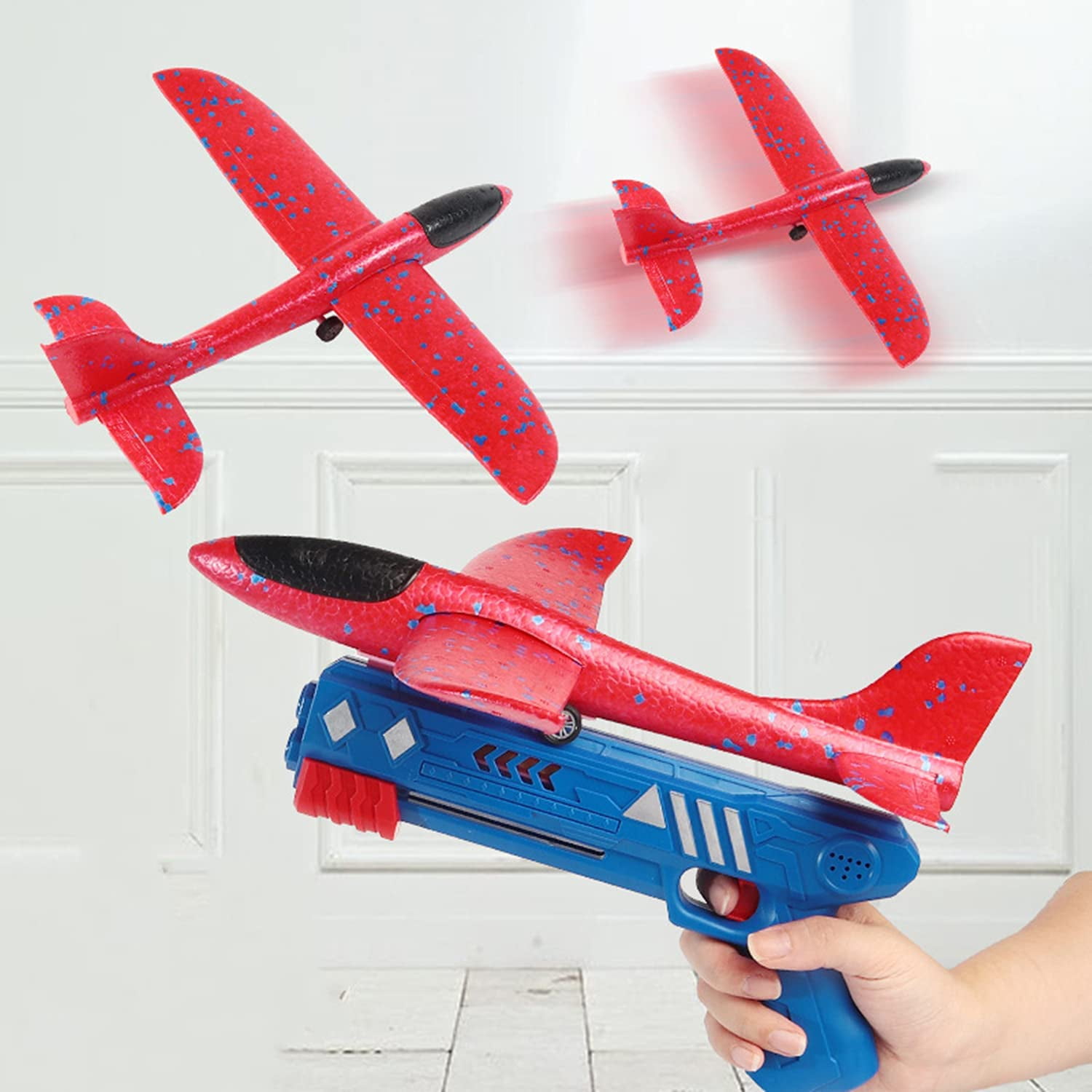 Rirool Airplane Launcher Toy for Kids, 3 Pack Outdoor Flying Foam Glider Catapult Planes with Stickers, Throwing Airplane Toys Birthday Gifts for Boys and Girls Ages 4-10 - Image 4