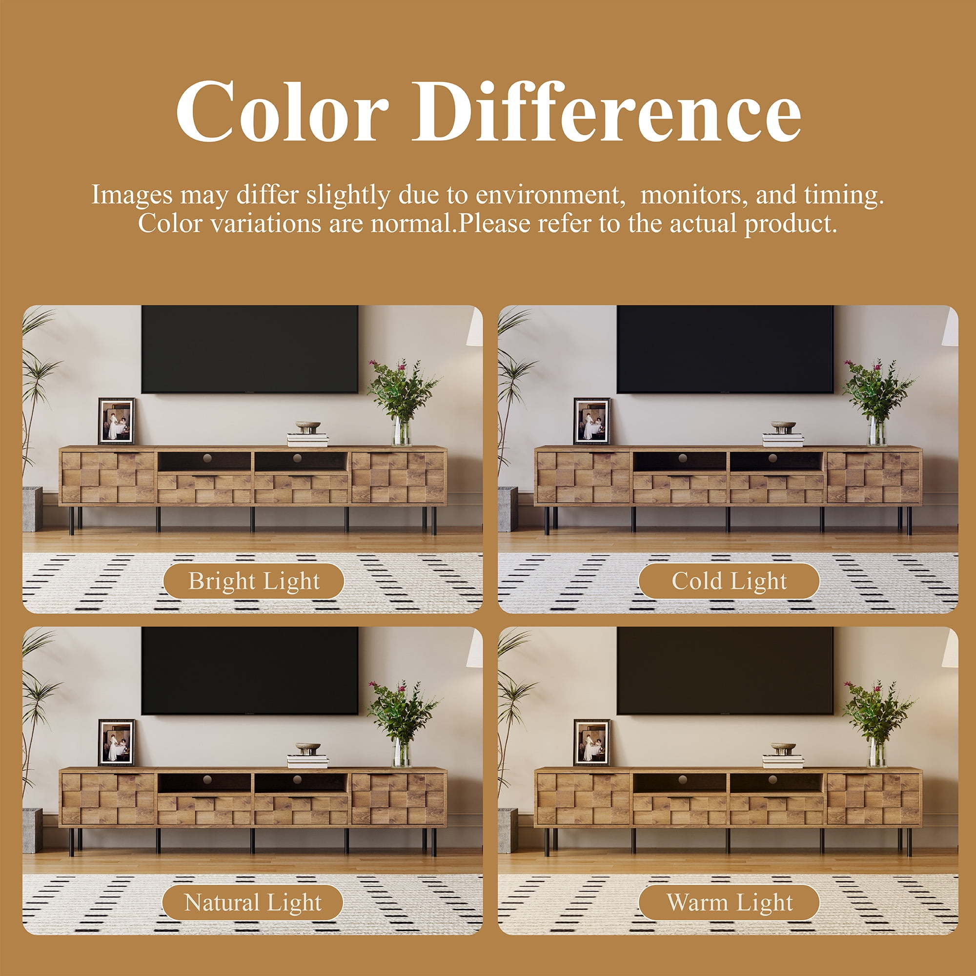 78.7" Mid Century TV Stand for 85" TVs, Media Console with 2 Drawers & Storage Cabinet, Natural Entertainment Center for Living Room, Bedroom - Image 3
