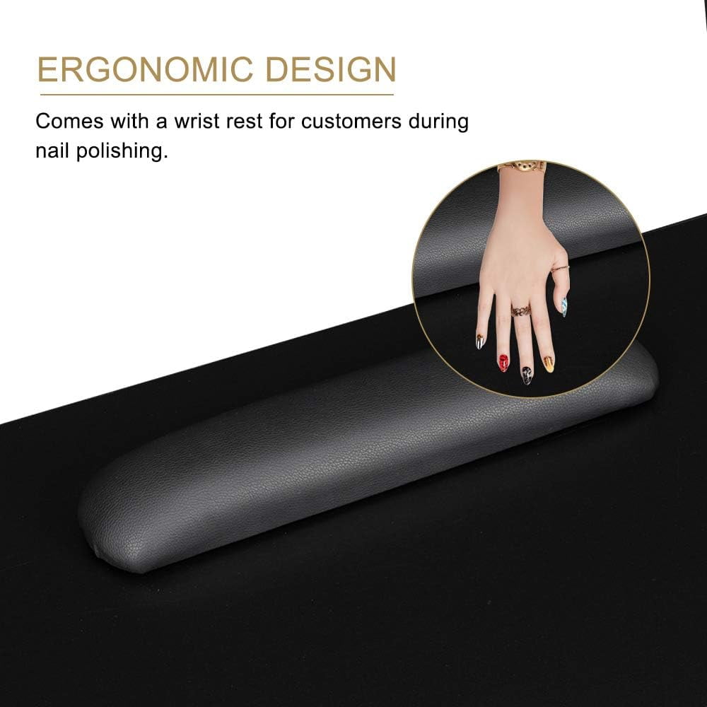 Karl home Manicure Table Nail Desk with Wrist Rest, 47.2"*21.3"*31.9" Nail Station or Nail Tech, Beauty Salon Nail Supplies Decor Workstation,with Storage Drawers & Cabinet, Black - Image 9