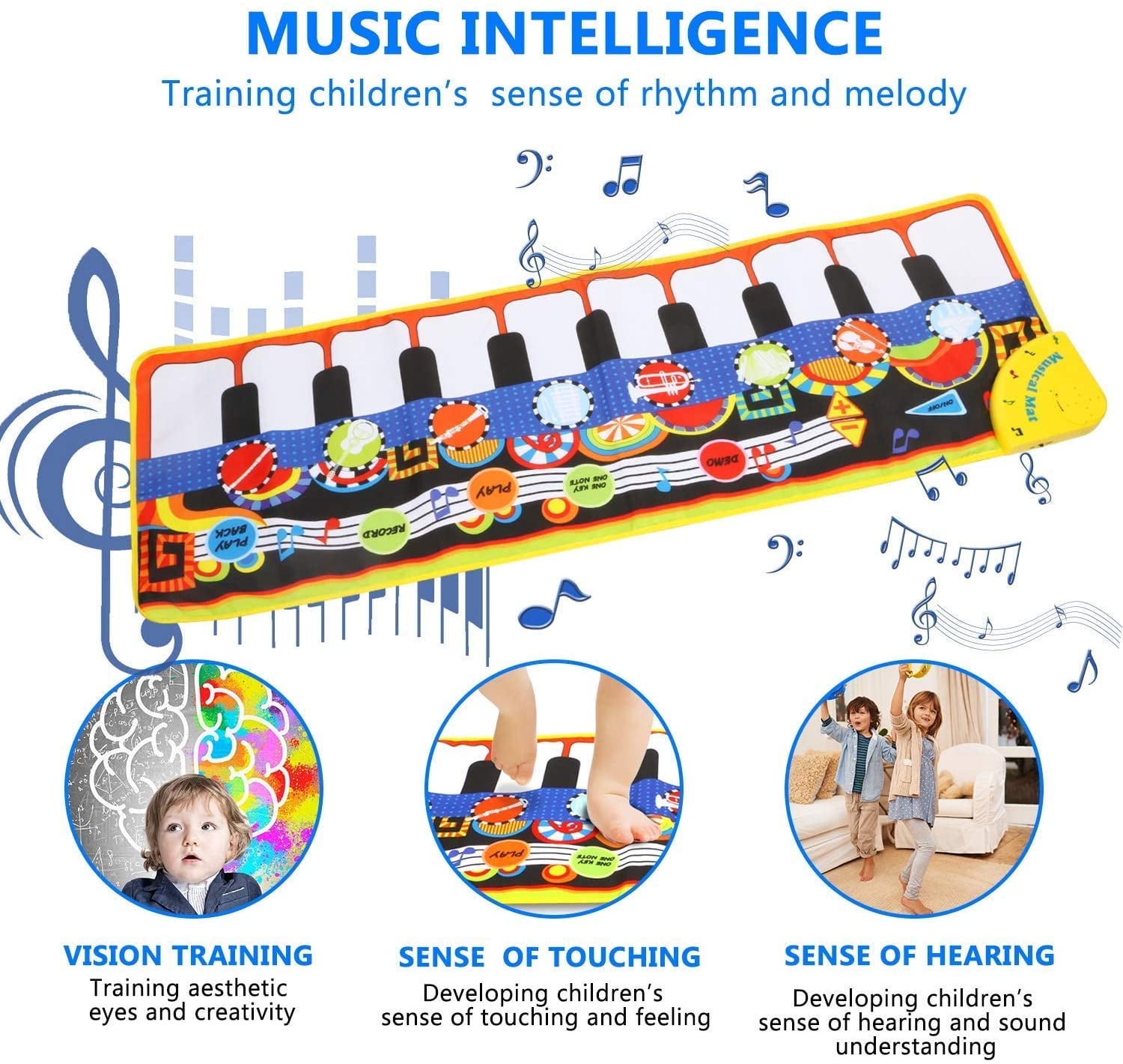 Rirool Kids Piano Dance Mat - Musical Playmat with 8 Instrument Sounds & Touch Keys - Educational Toy for Toddlers 3-7 Years - Image 3