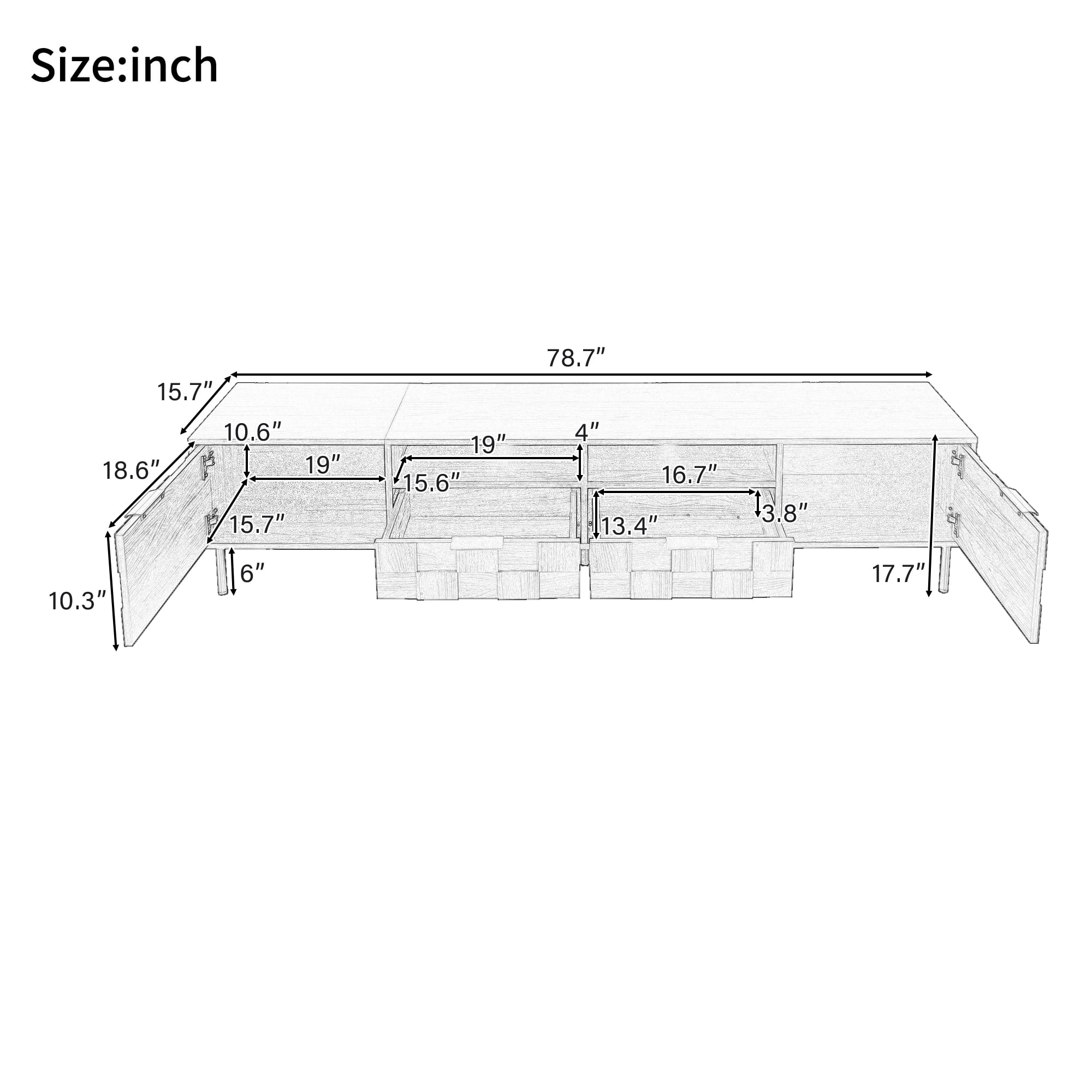 78.7" Mid Century TV Stand for 85" TVs, Media Console with 2 Drawers & Storage Cabinet, Natural Entertainment Center for Living Room, Bedroom - Image 4
