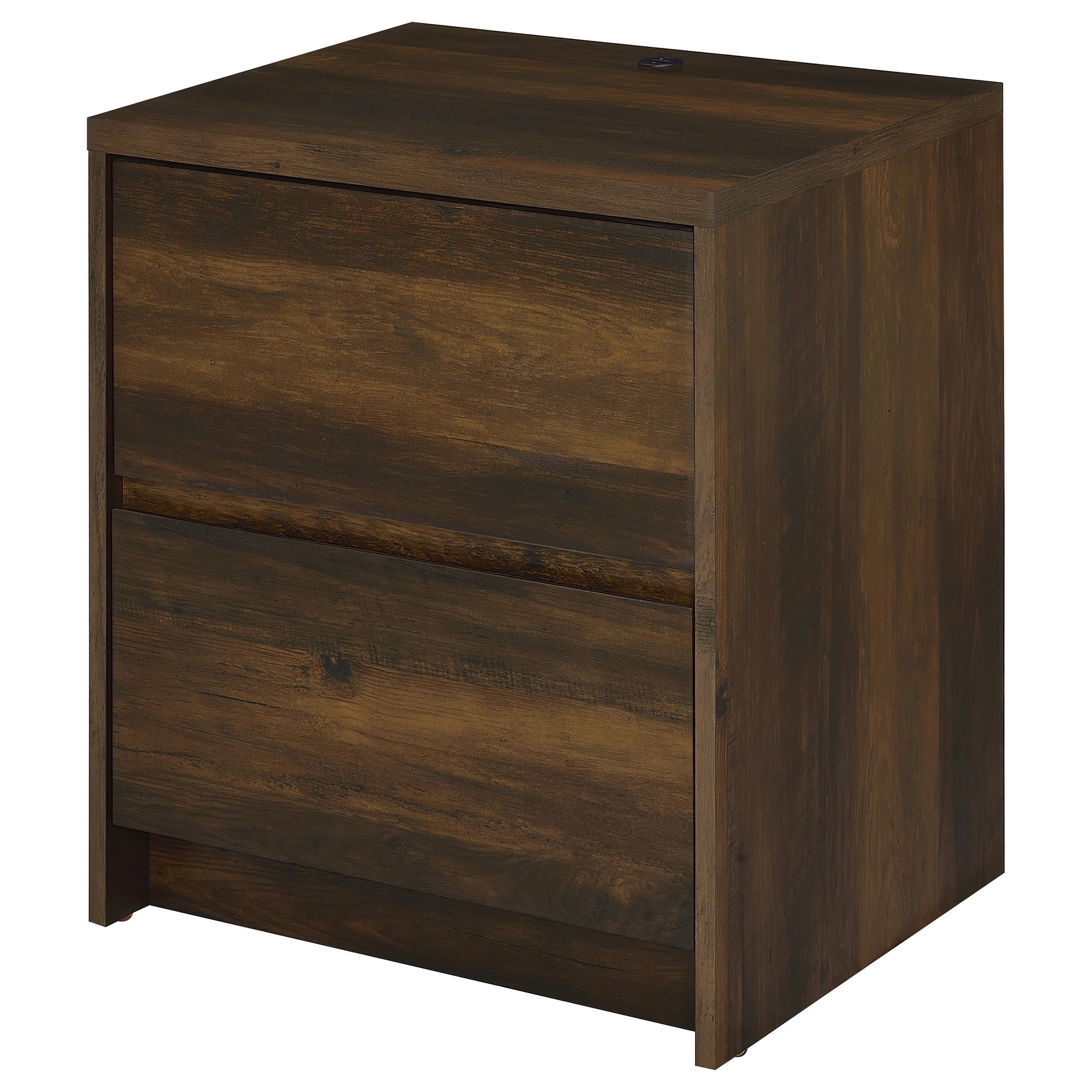 Geary Dark Pine 2-Drawer Nightstand with LED Motion Sensor Light & Dual USB-A/C Ports | Engineered Wood | 23.5" H x 19.75" W | Bedroom Furniture - Image 11