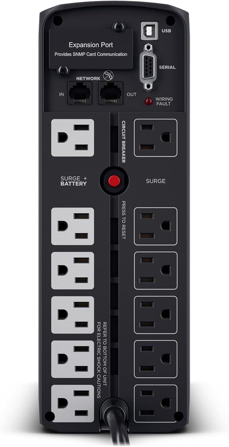 CyberPower CP1500PFCLCD 1500VA/1000W Pure Sine Wave UPS Battery Backup, PFC Compatible, 12 Outlets, AVR Mini Tower - Image 2