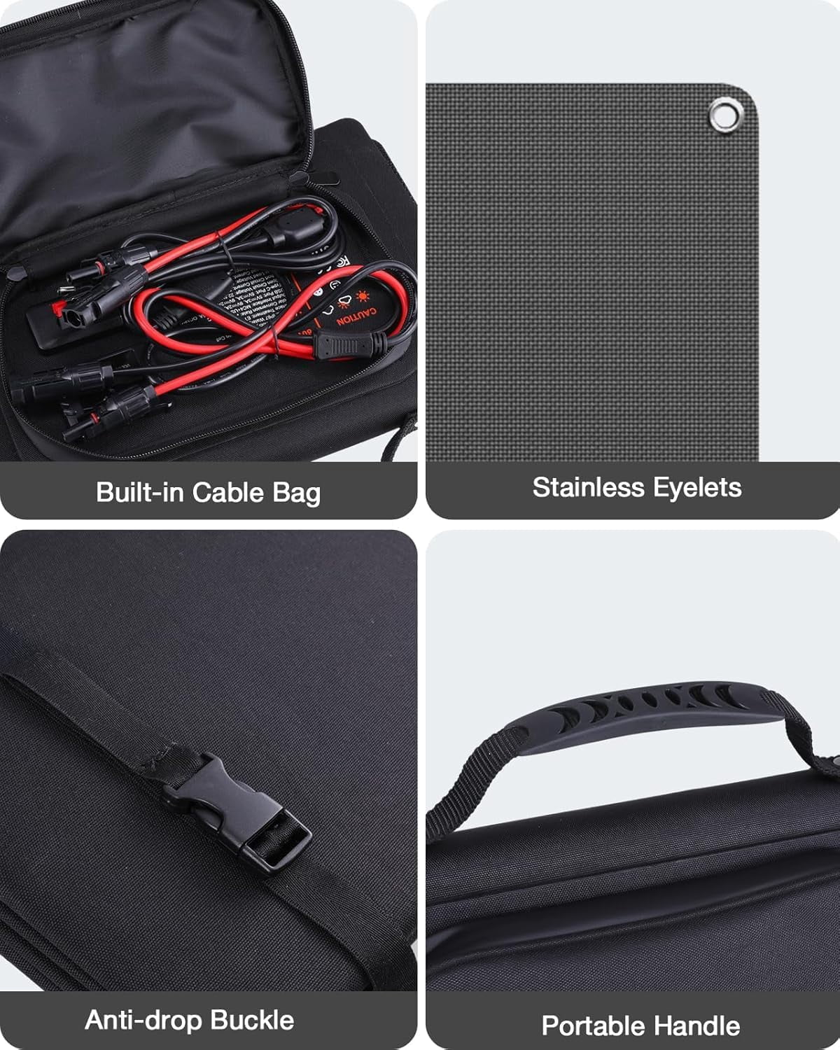80W Portable Panel Foldable High Efficiency Outdoor Charger with QC3.0 USB-A Type-C Ports for Power Banks Tablets - Image 8