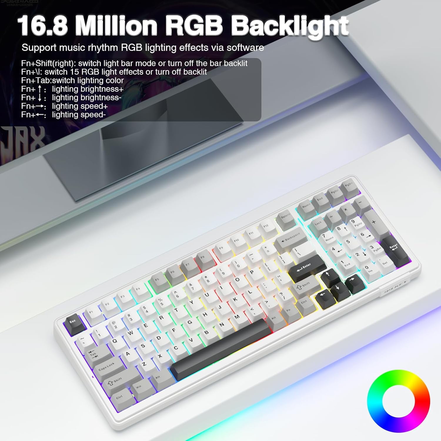 F99 Wireless Mechanical Keyboard,Tri-Mode BT5.0/2.4GHz/USB-C Hot Swappable Custom Keyboard,Pre-lubed Linear Switches,RGB Backlit Computer Gaming Keyboards for PC/Tablet/PS/Xbox - Image 3