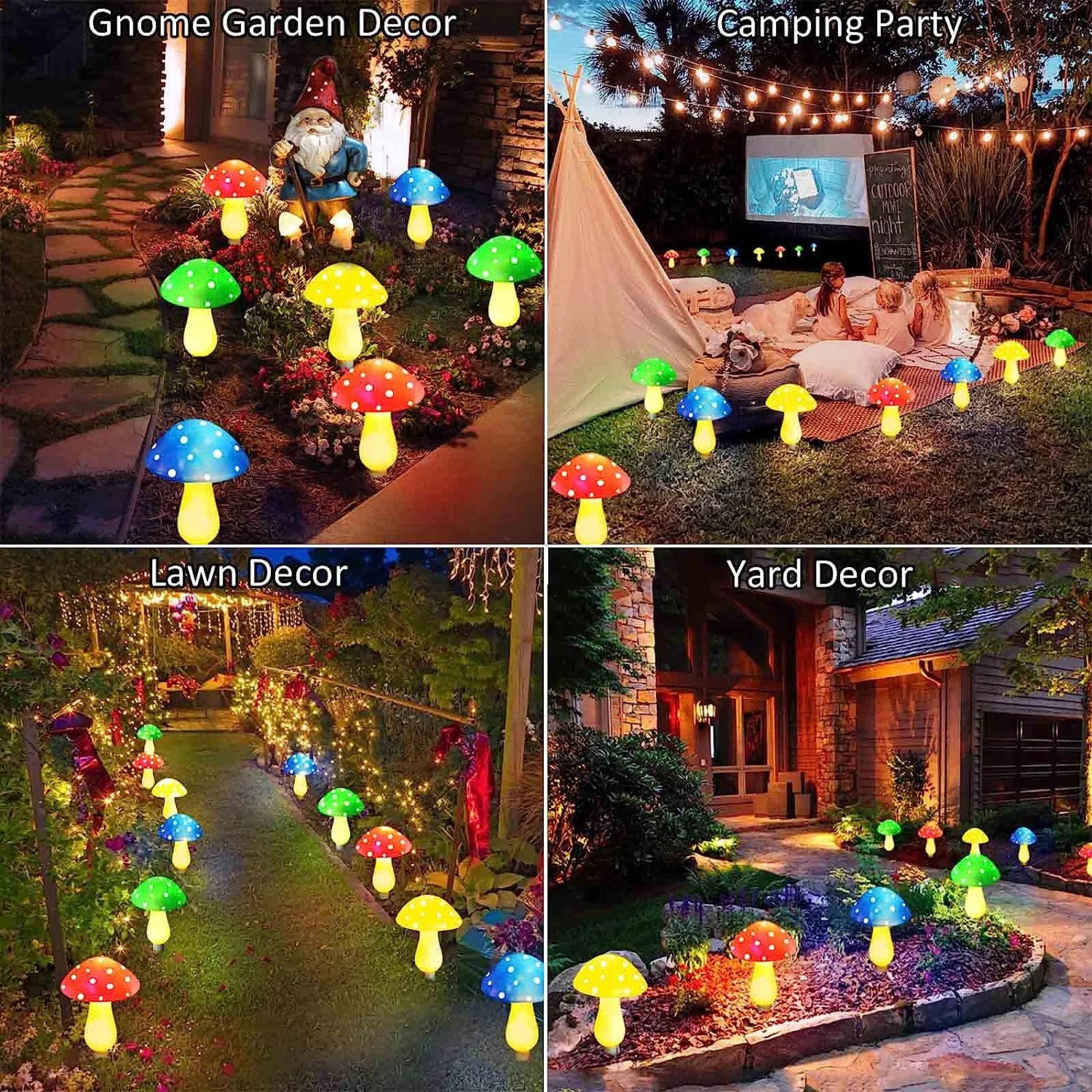 Rirool 8 Pack Solar Mushroom Lights Outdoor, 23ft Multicolor LED Fairy String Lights with 8 Modes, IP65 Waterproof for Garden Patio Yard Decor - Image 7
