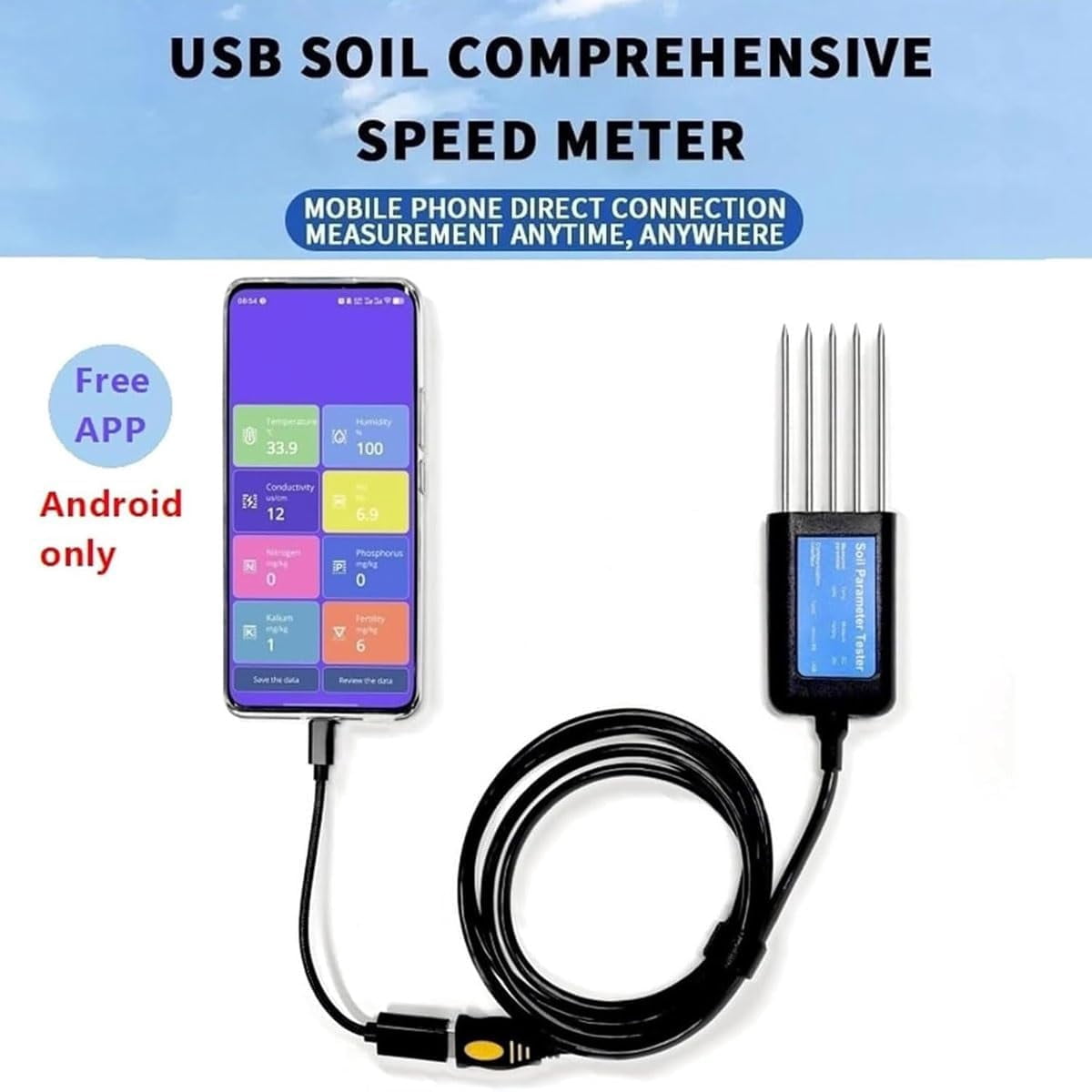 Soil tester, soil analyzer, digital tester (nitrogen, phosphorus, potassium), values, moisture, electrical conductivity (), soil fertility testing, suitable for indoor plants and gardens - Image 2