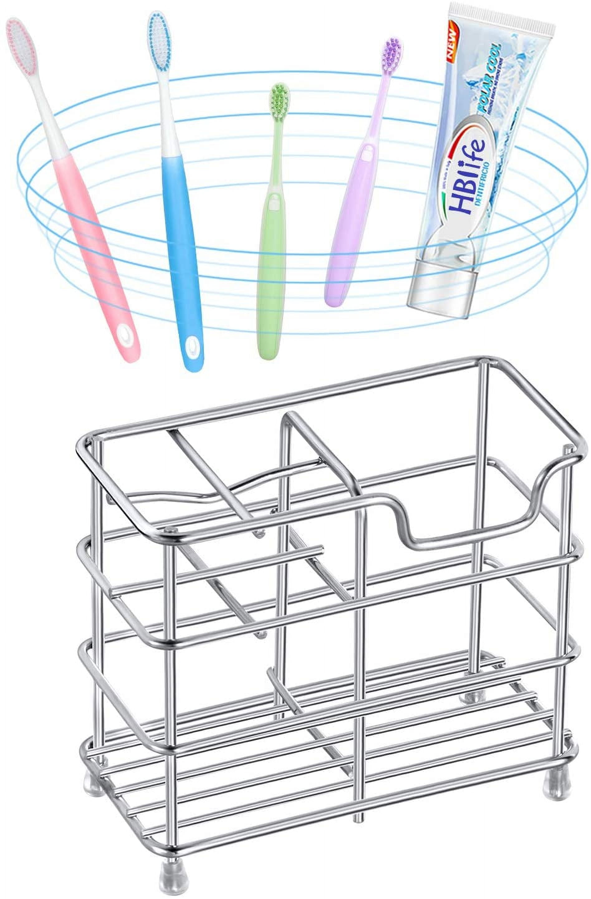 Stainless Steel Toothbrush and Toothpaste Holder for Bathroom, Sturdy and Hygienic, Drain and Rust Prevention, Silver - Image 2