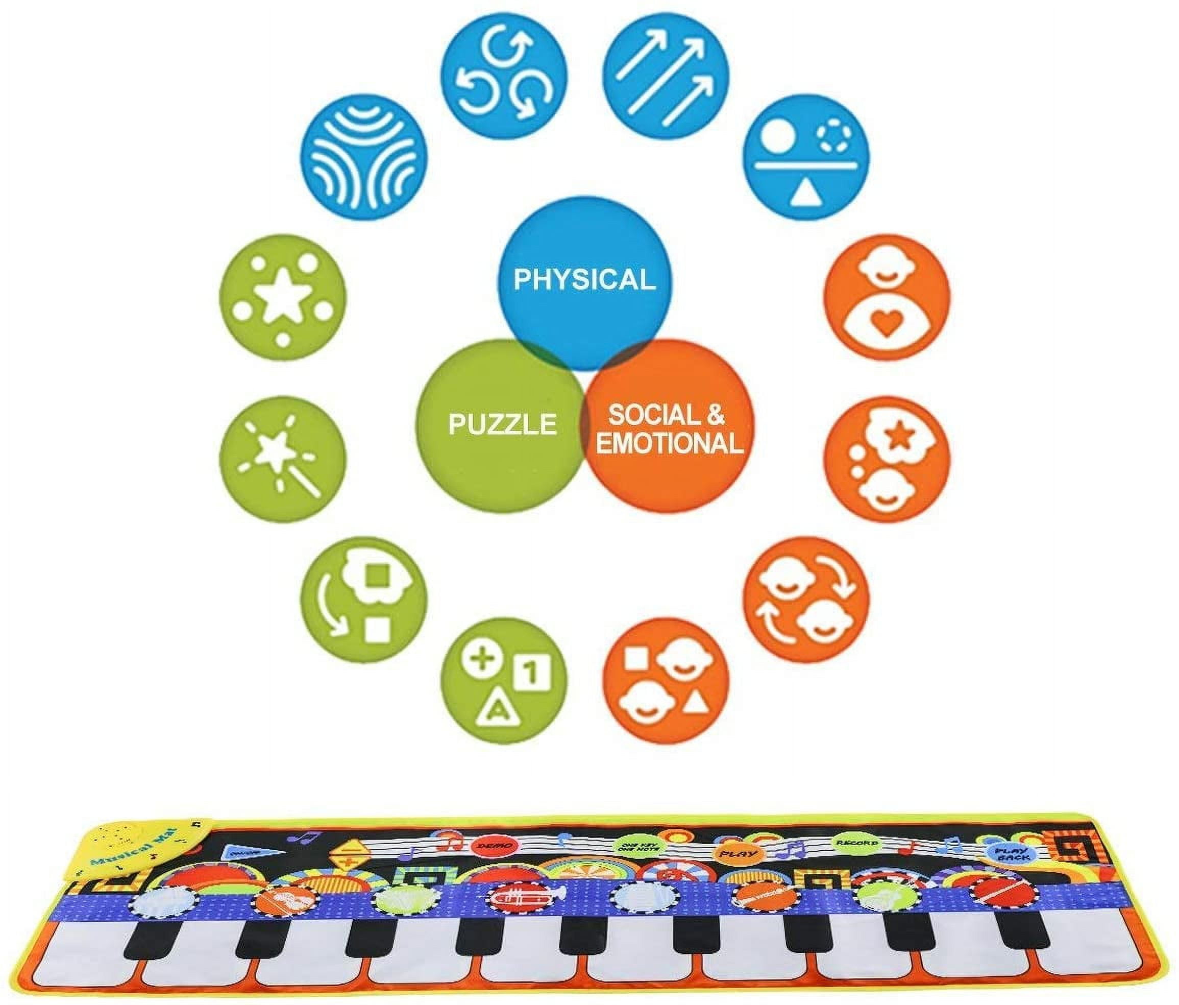 Rirool Kids Piano Dance Mat - Musical Playmat with 8 Instrument Sounds & Touch Keys - Educational Toy for Toddlers 3-7 Years - Image 6