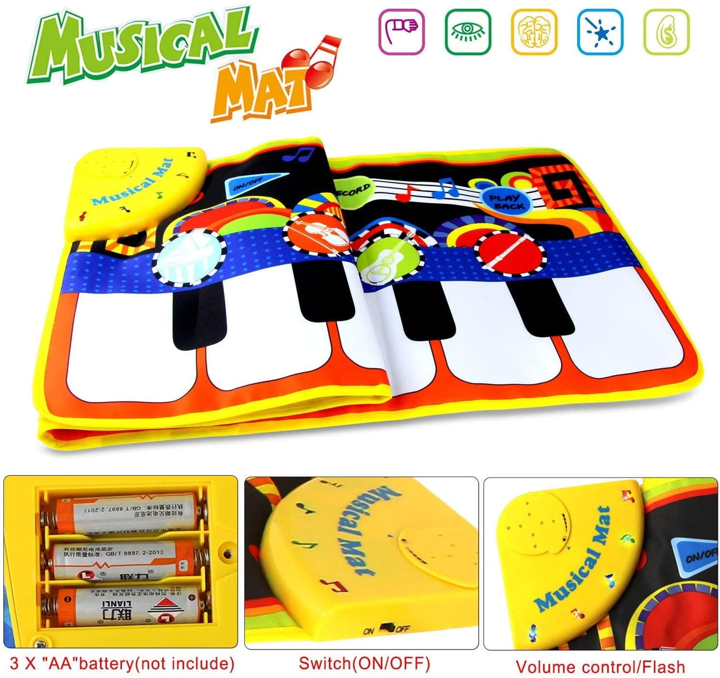 Rirool Kids Piano Dance Mat - Musical Playmat with 8 Instrument Sounds & Touch Keys - Educational Toy for Toddlers 3-7 Years - Image 9