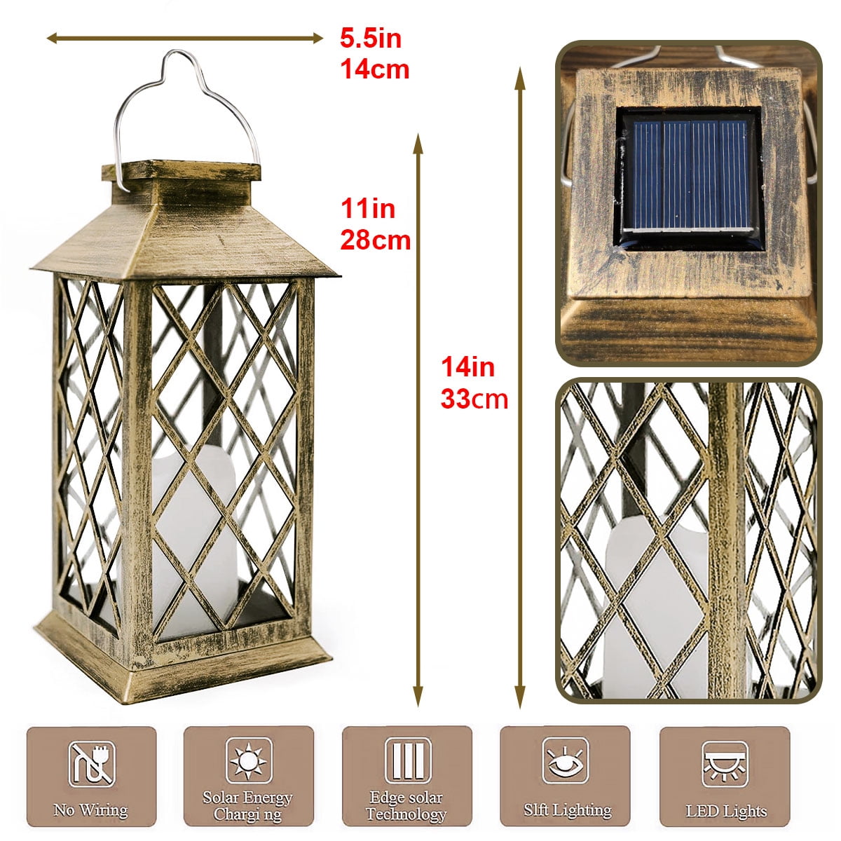 Rirool Solar Outdoor Hanging Lanterns 2-Pack, Waterproof Garden Lantern with LED Flickering Flameless Candle for Patio, Yard, Courtyard Decor - Image 8