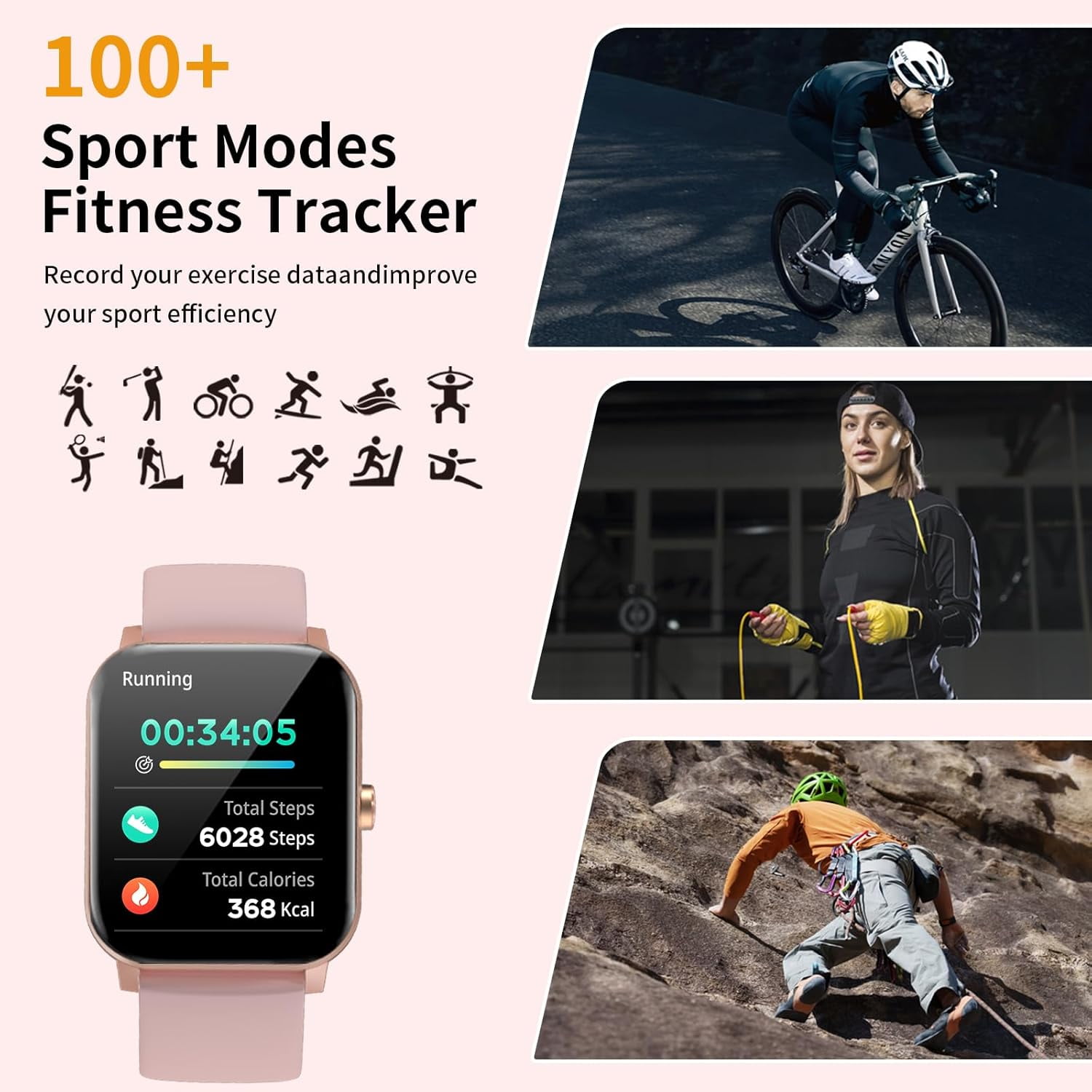 Smart Watch, Smartwatches for Men Women, 1.85" HD Fitness Tracker (Answer/Make Calls), 120+ Sport Modes, Heart Rate/Sleep Monitor, IP68 Waterproof Fitness Watch, Smartwatch for Android iOS - Image 3