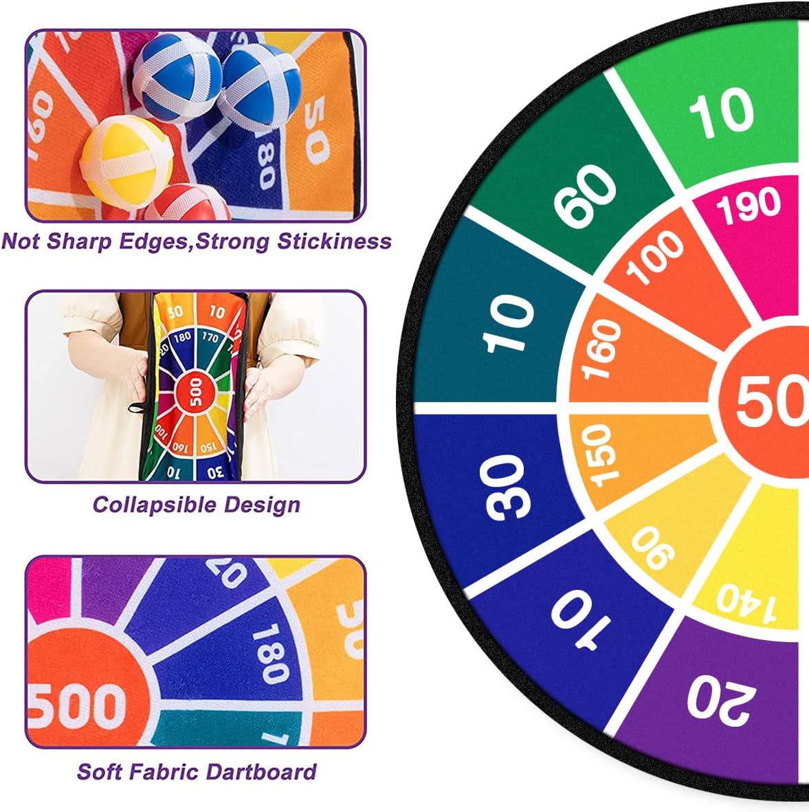 Rirool Kids Dartboard Set - Safe Board with 16 Sticky Plastic Balls - 28.3 Inches - Fun Family Party Game Gift - Image 6