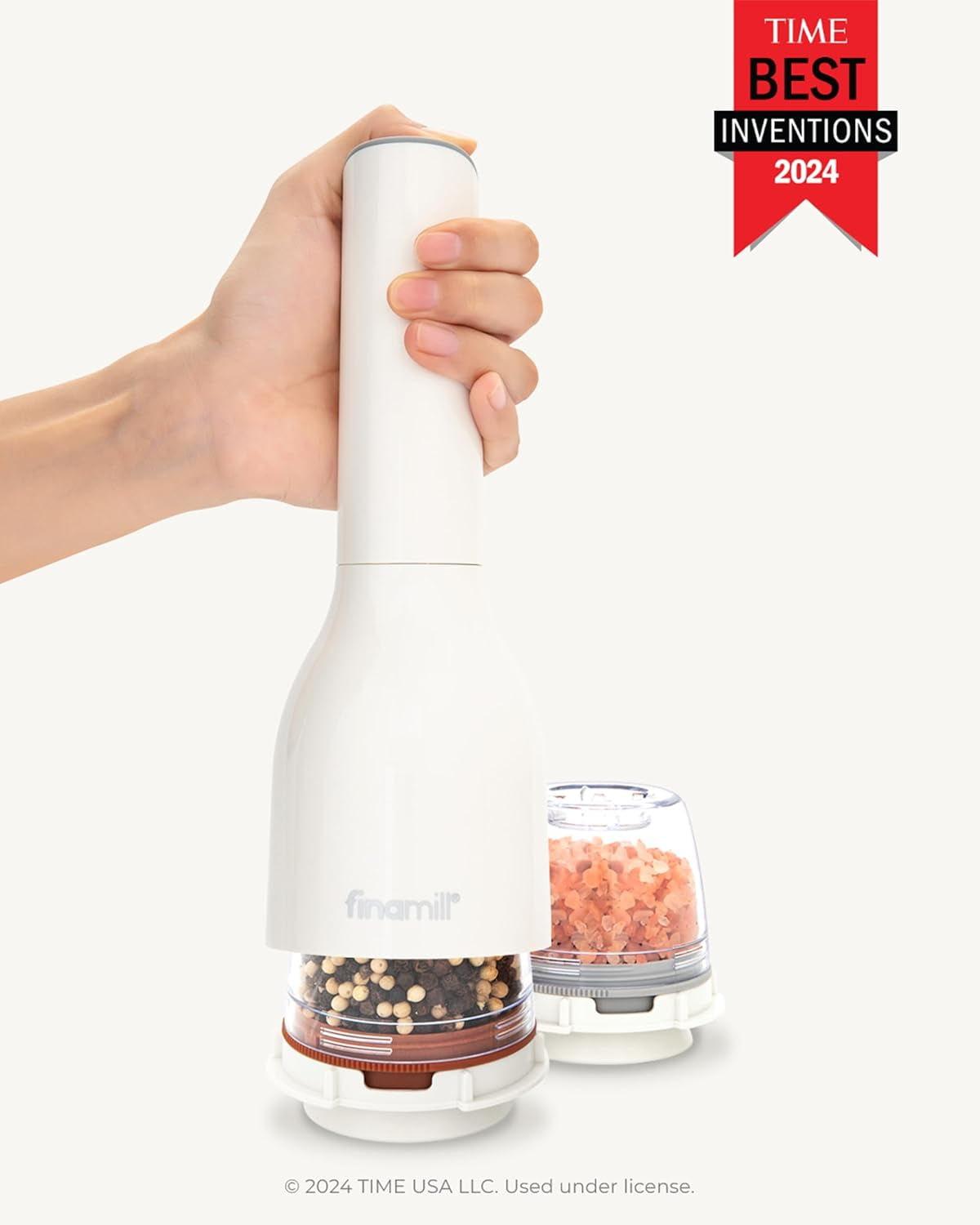 FinaMill Classic Battery Spice Mill – Battery Operated Salt and Pepper Grinder Set, Includes 2 Interchangeable Spice Pods, Adjustable Coarseness, Ceramic Grinder, LED Light, Home and Kitchen Gift Set - Image 2