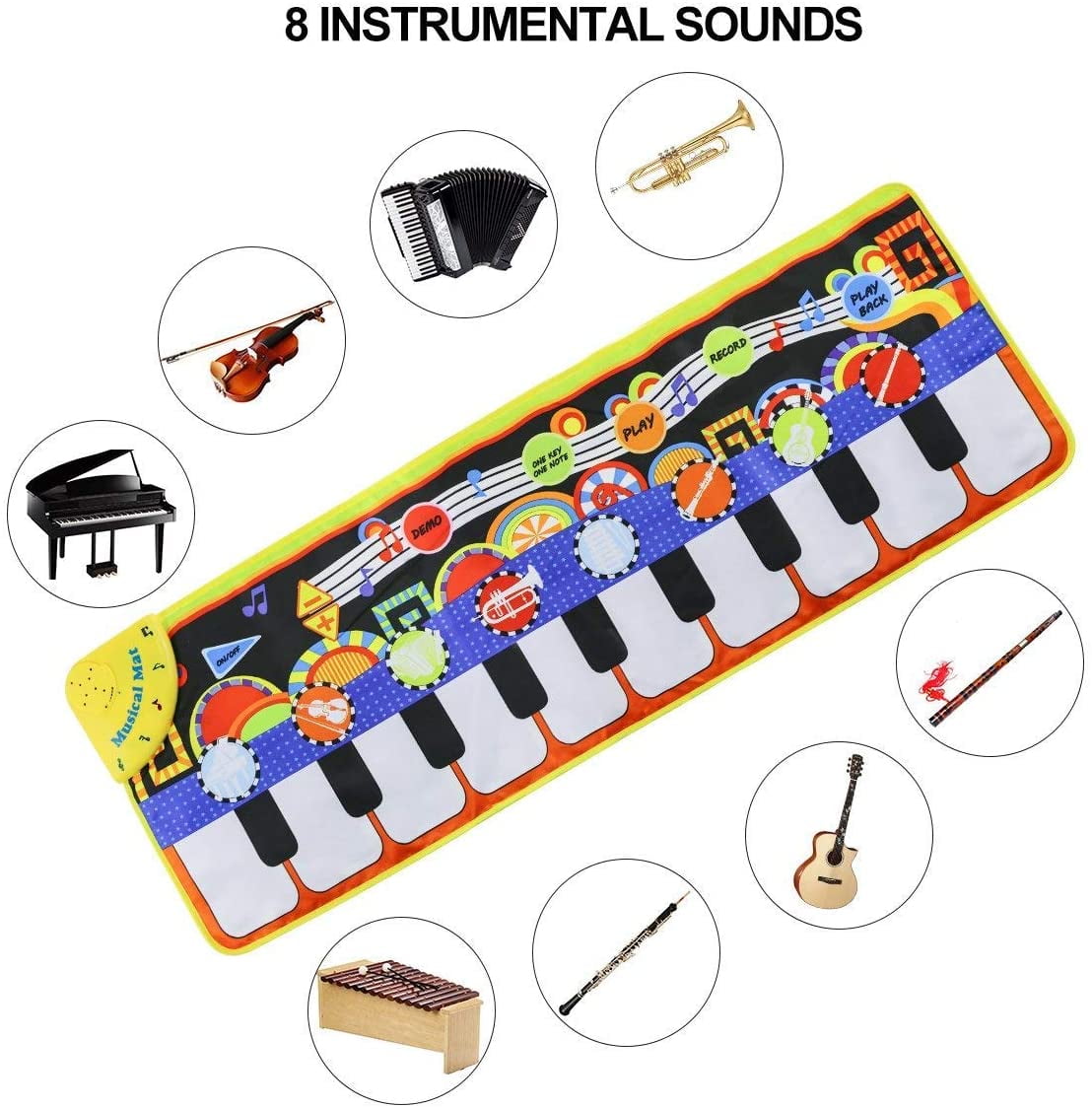 Rirool Kids Piano Dance Mat - Musical Playmat with 8 Instrument Sounds & Touch Keys - Educational Toy for Toddlers 3-7 Years - Image 4