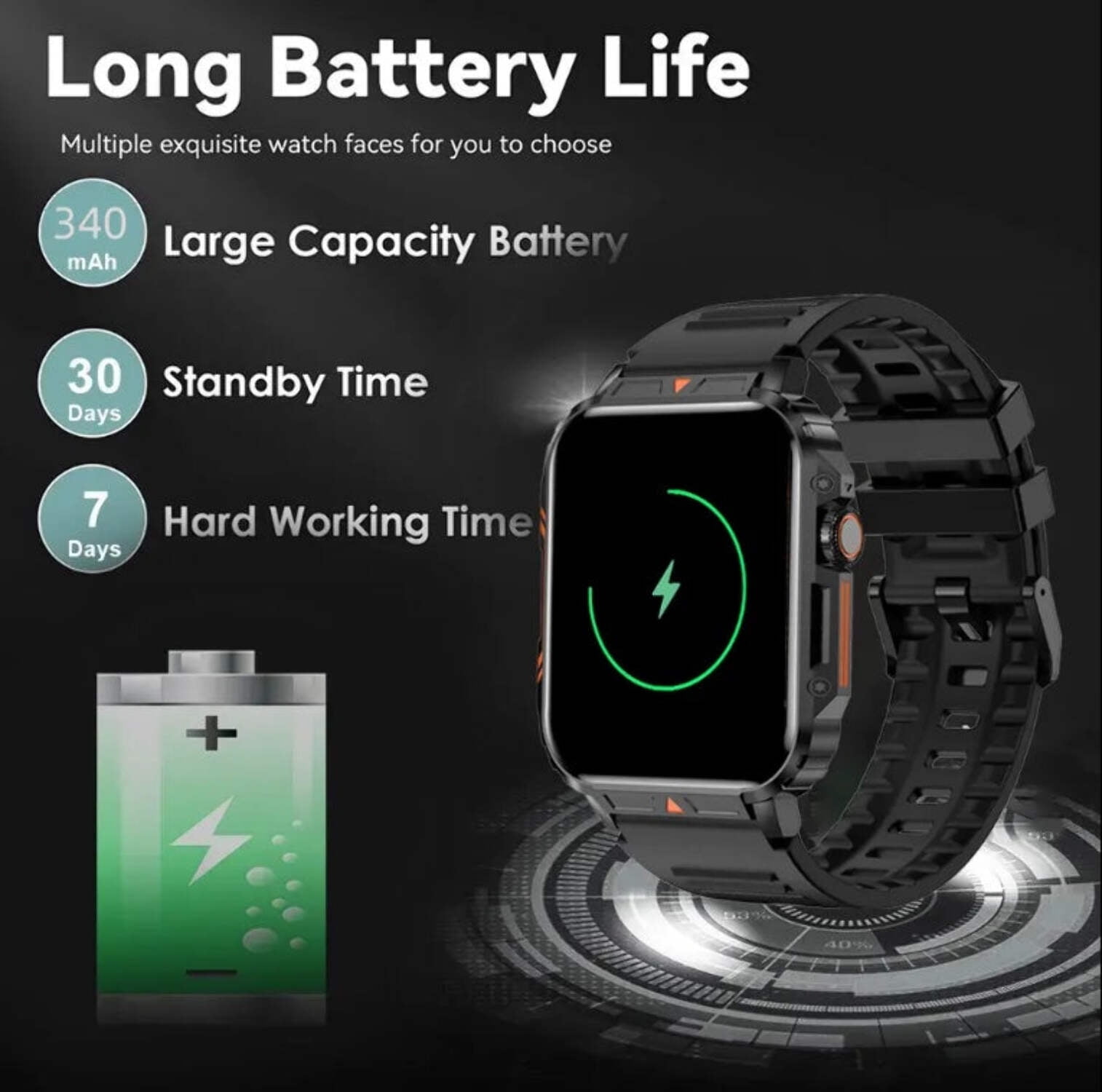 L81 Outdoor Sports Square Smartwatch Answer Call Big Battery Fitness Tracker Waterproof Smartwatch Men For IOS Android - Image 2