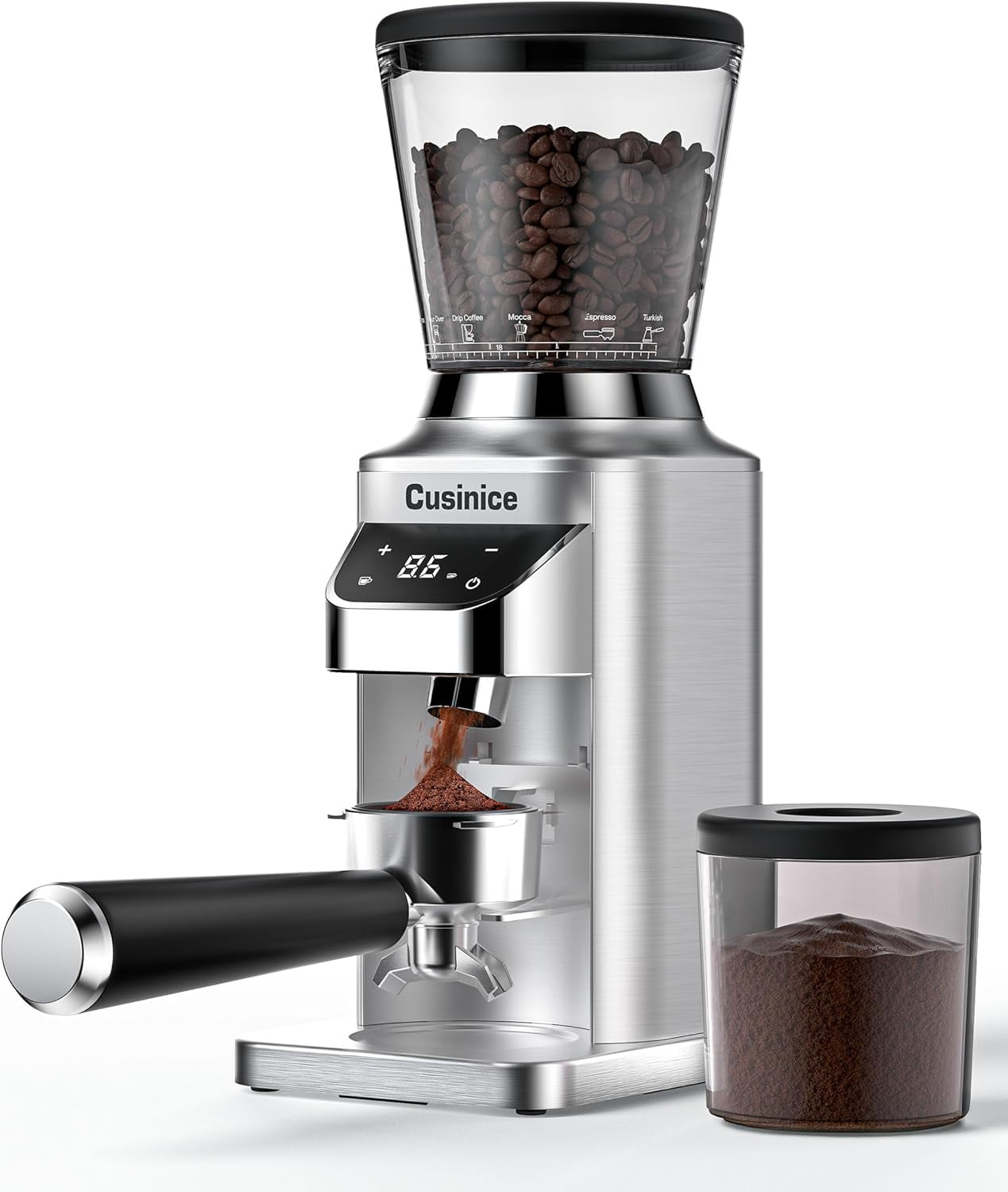 Conical Burr Coffee Grinder with 40mm Stainless Steel Burr, 34 Grind Settings & Anti-Static, Electric Espresso Grinder f Home Use