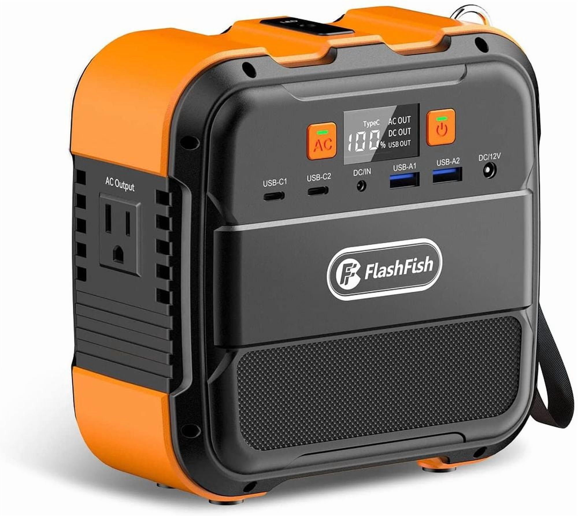 Flashfish 120W Portable Power Station, 98Wh 26400mAh Solar Generator Backup Battery Pack, 110V AC DC Type-C USB Power Bank with Flashlight for Camping RV Travel
