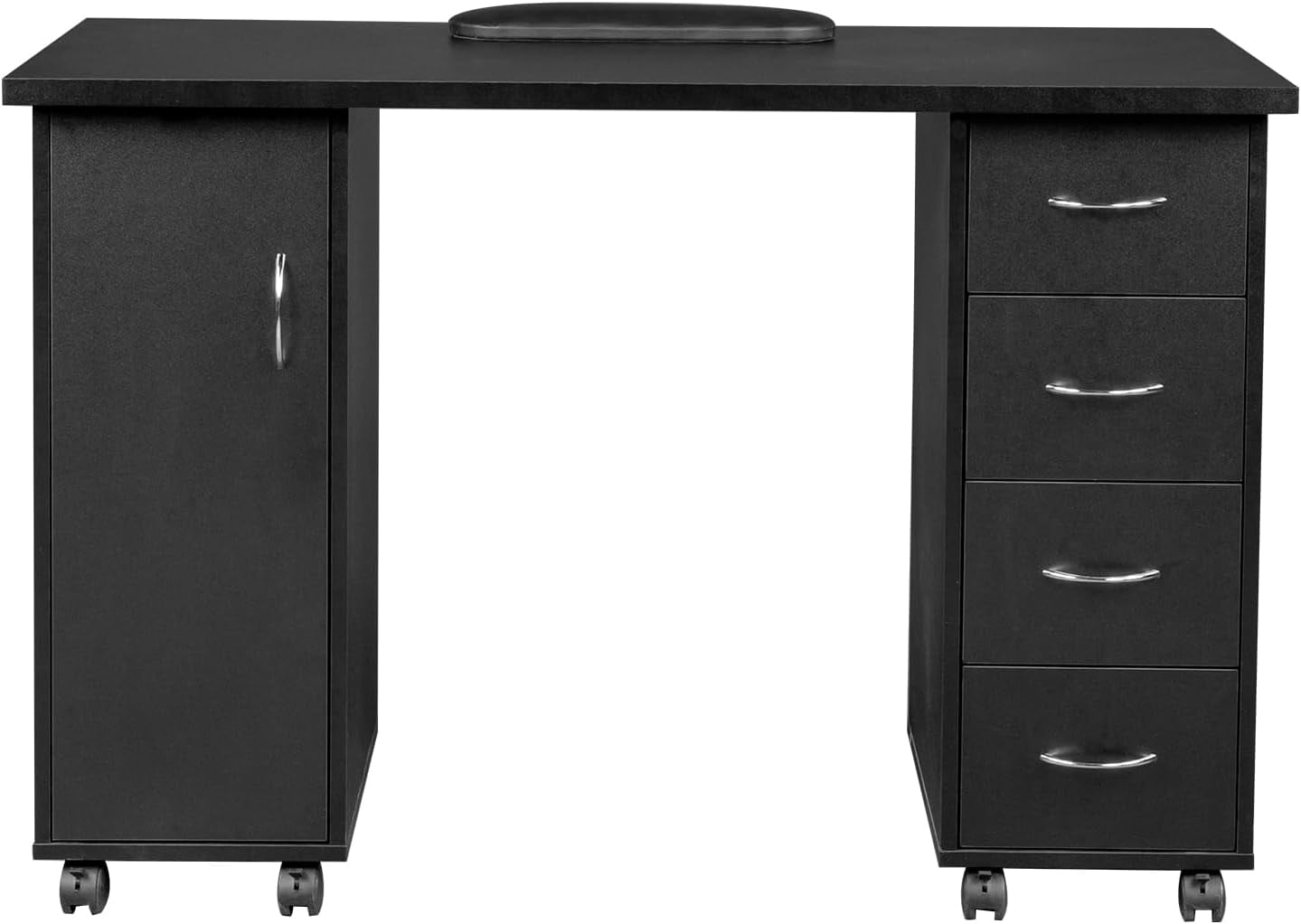 Karl home Manicure Table Nail Desk with Wrist Rest, 47.2"*21.3"*31.9" Nail Station or Nail Tech, Beauty Salon Nail Supplies Decor Workstation,with Storage Drawers & Cabinet, Black