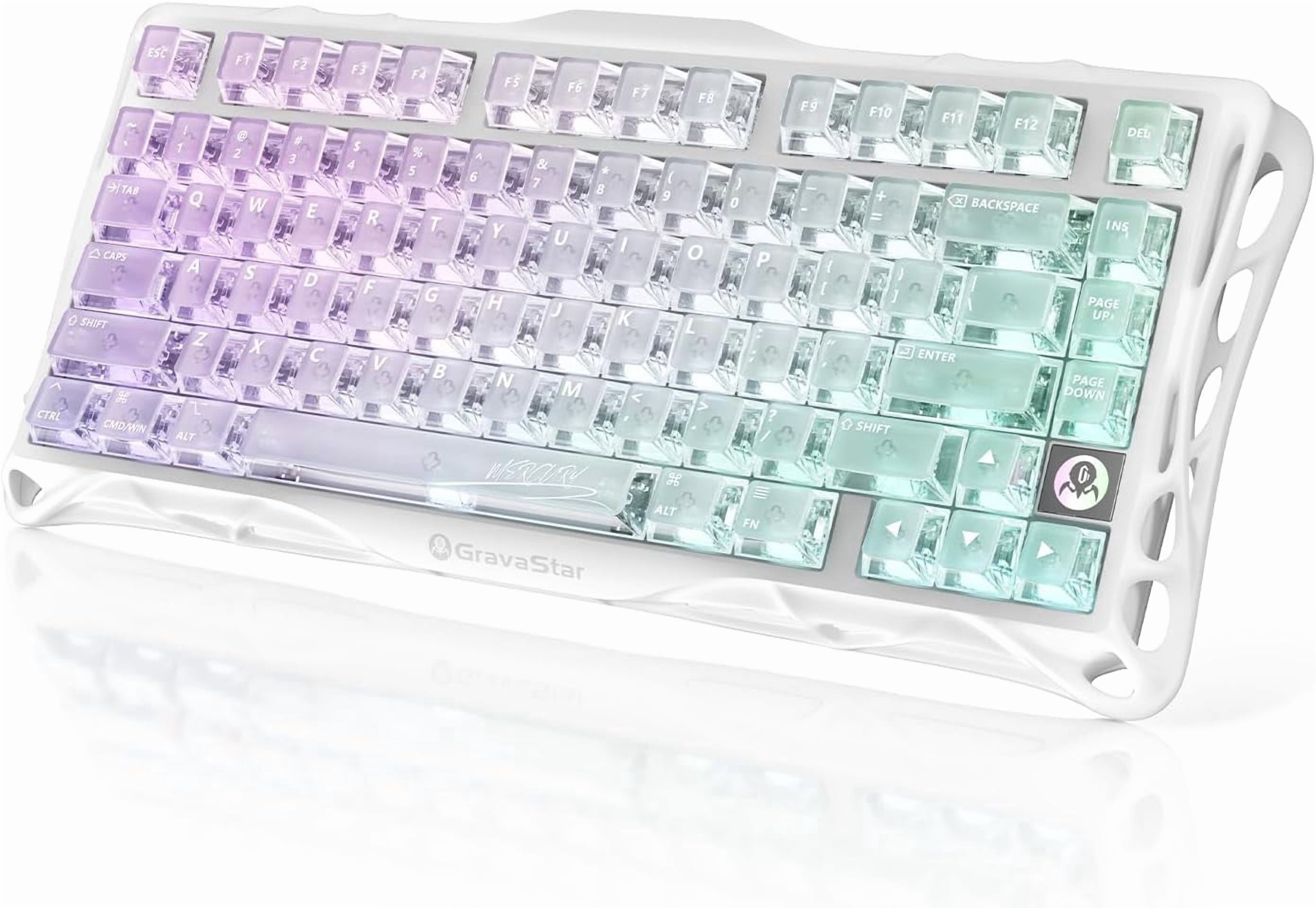 Mercury K1 Lite 75% Gaming Keyboard, 2.4GHz/BT/Wired Tri-Mode Wireless Keyboard, Gasket Hot Swappable Mechanical Keyboard, Pre-lubed Linear Switches, RGB Backlit (Transparent Black)