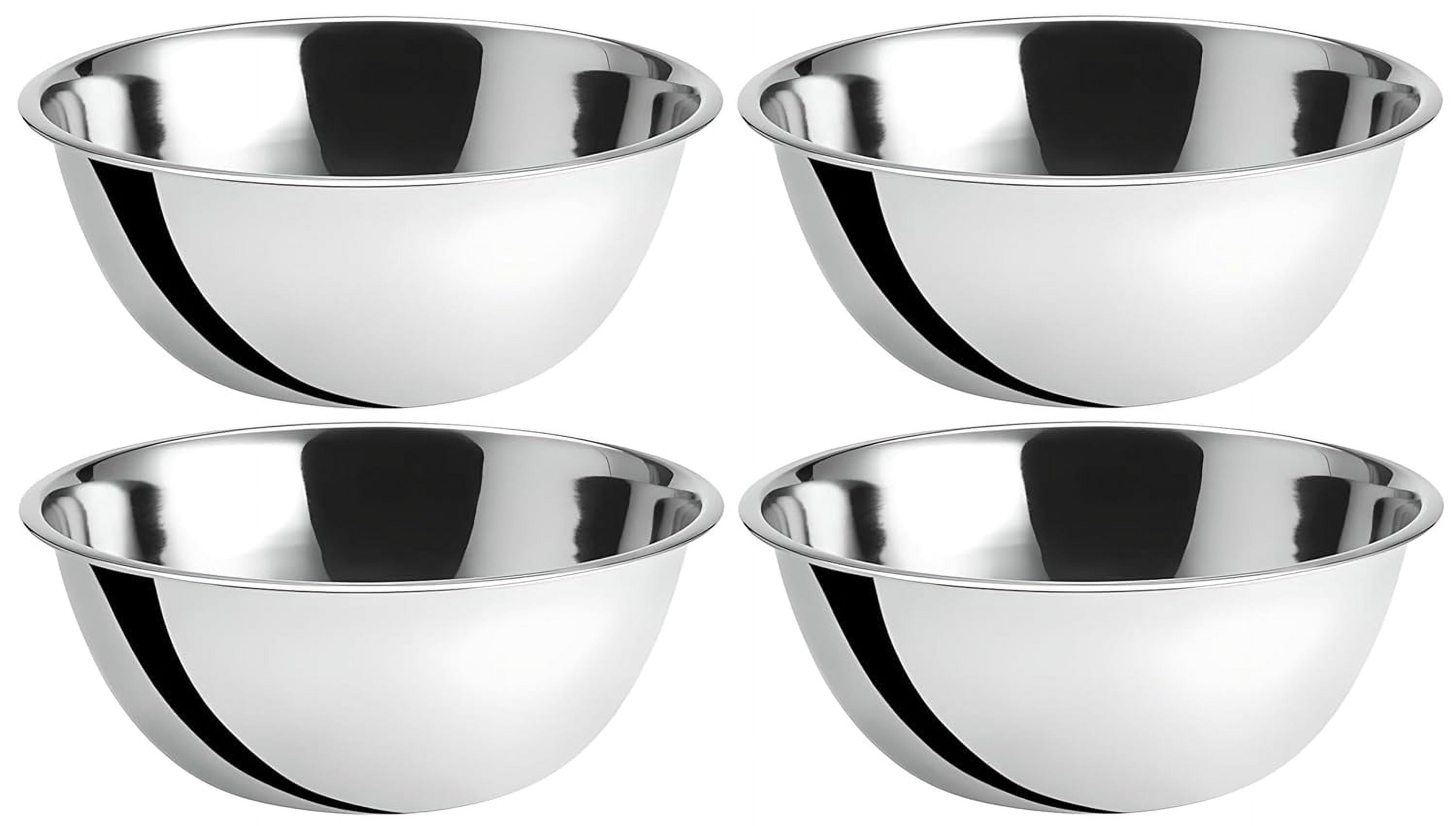 OCS Parts 8 Quart Mixing Bowls | Set of 4 | 13.25-Inch Stainless Steel Professional Grade Flat Base Mixing Bowls for Home and Commercial Kitchens