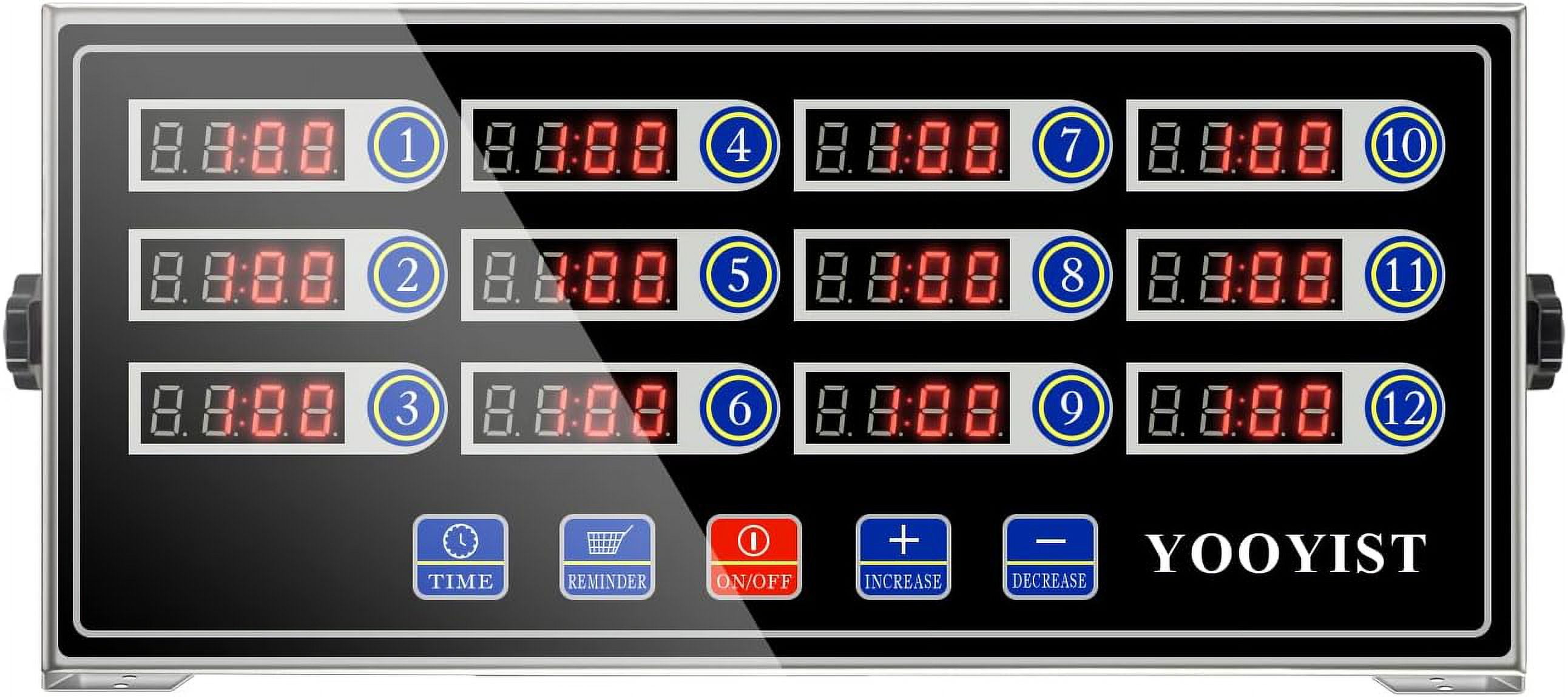 Precision Kitchen Timers for Cooking – 12 Channel Commercial Kitchen Timer Restaurant Kitchen Supplies – Stainless Steel Digital LED Chef Cooking Timer – Reminder Function, Loud Alarm, Black