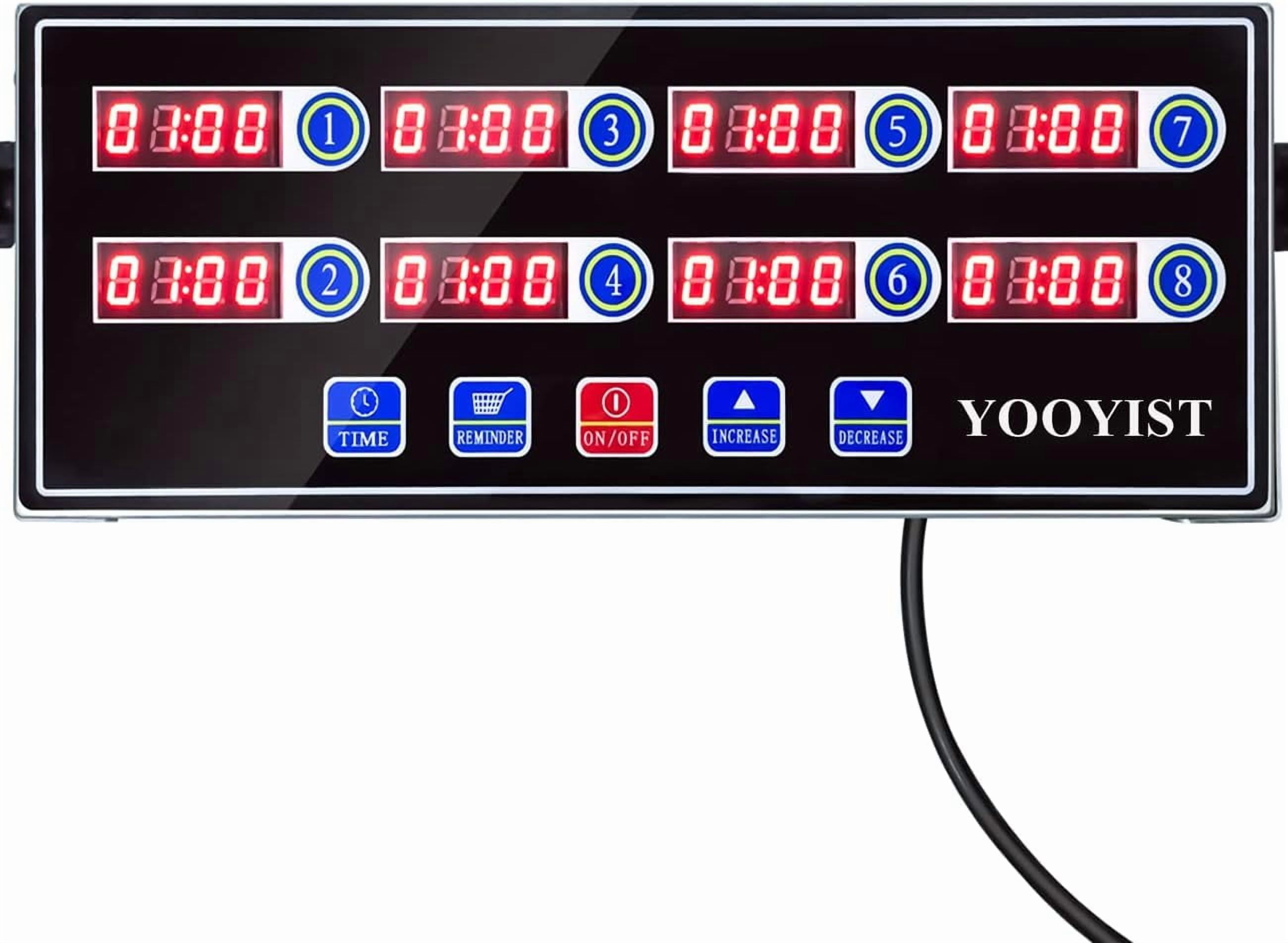 Precision s for Cooking – 8 Channel Commercial Restaurant Kitchen Supplies – Stainless Steel Digital LED Chef Cooking Timer – Reminder Function, Loud Alarm, Black
