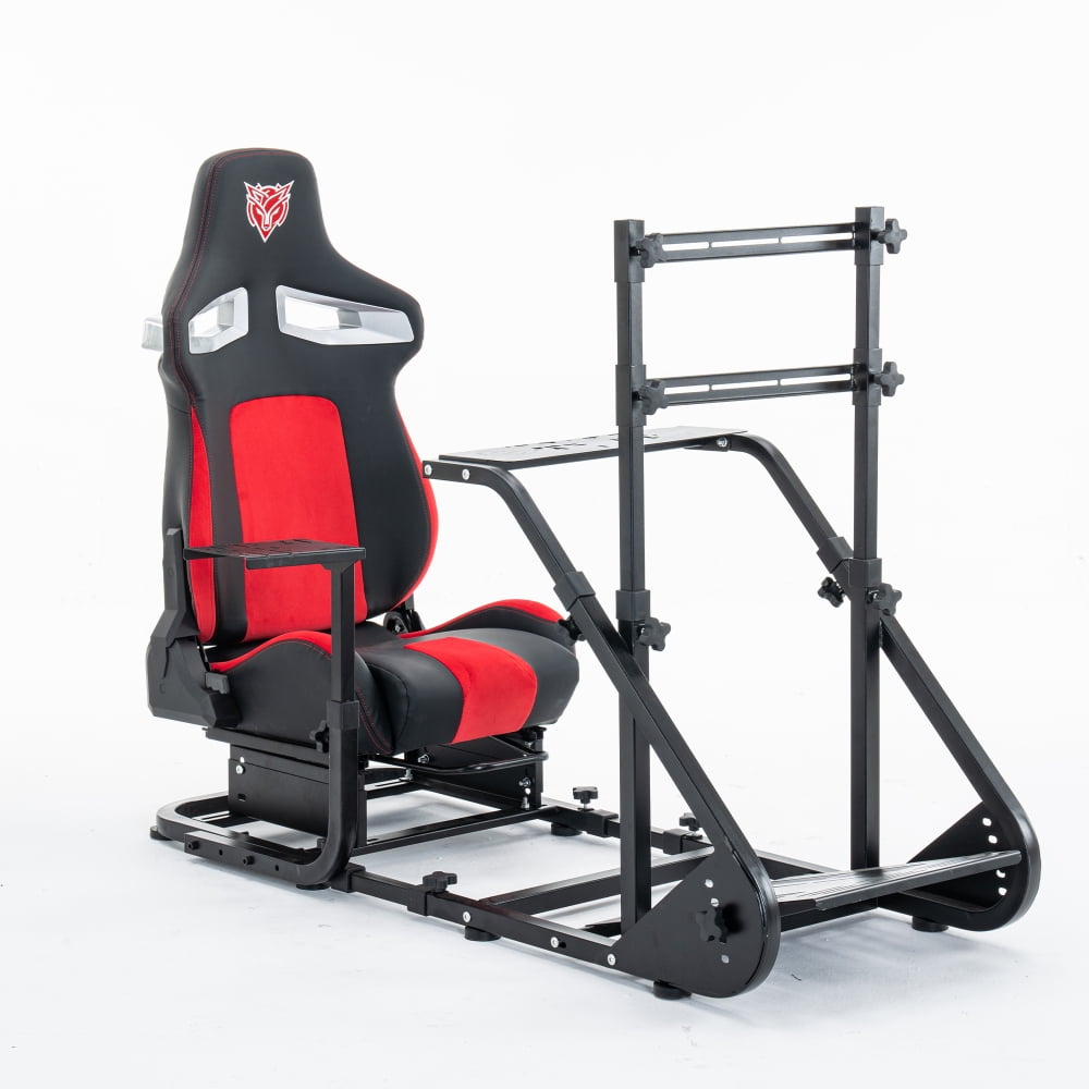 Racing Wheel Cockpit with Enhanced Stability – Compatible with Fanatec, PXN, Thrustmaster, Logitech, Adjustable, Excludes Handbrake, Pedals, Monitor