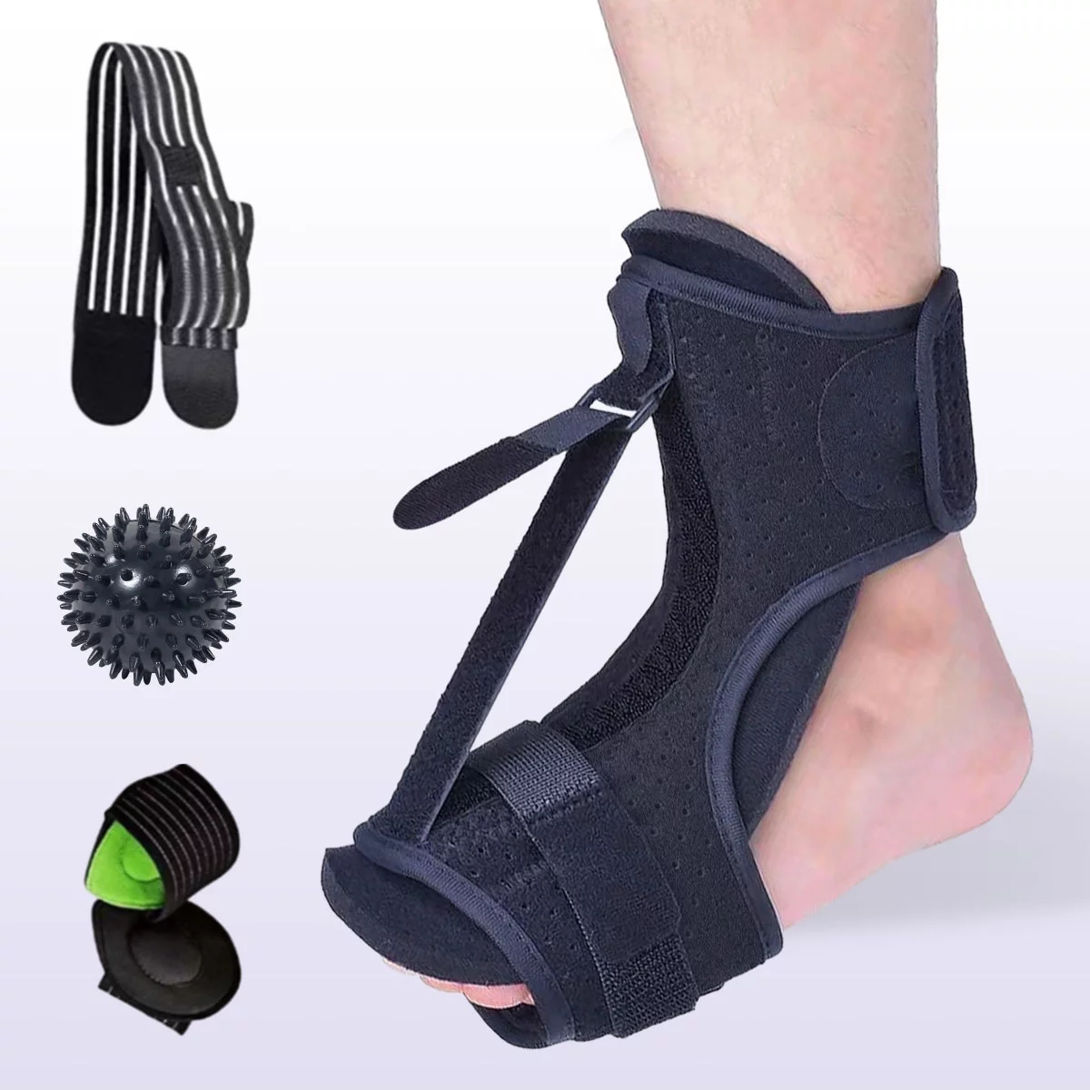 Rirool Adjustable Night Splint for Plantar Fasciitis - Orthotic Brace for Foot Drop - Pain Relief for Men and Women