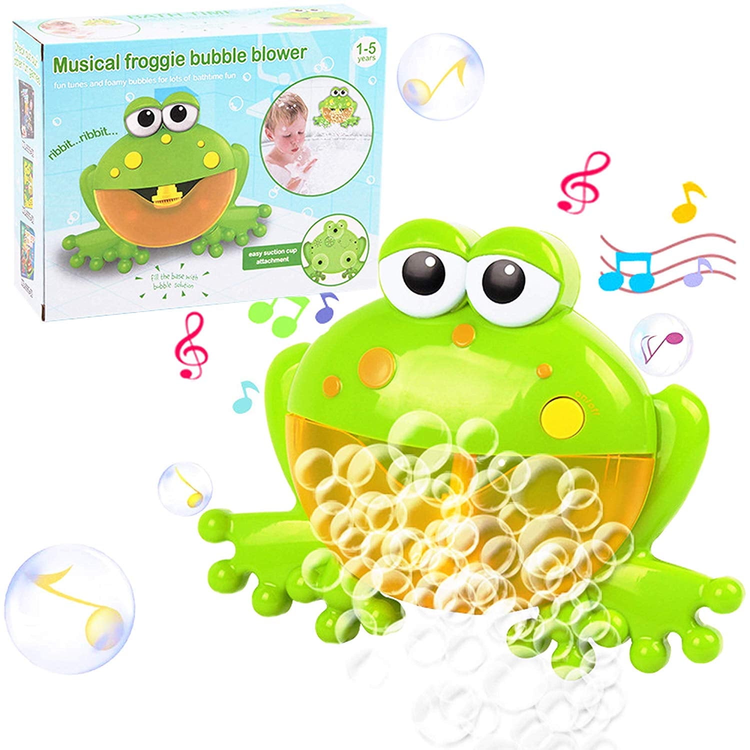 Rirool Baby Bath Bubble Toys Set,Tub Big Frog Automatic Bubble Maker Blower Toys with 12 Music Baby Fun Shower Toys, for Boys, Girls