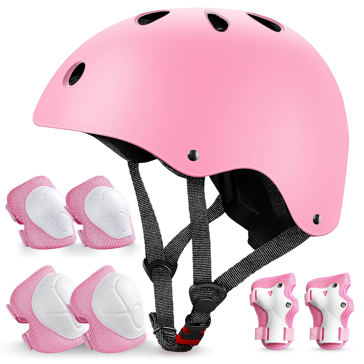 Rirool Kids Bike Helmet & Protective Gear Set - Ages 3-10 Boys Girls - Skateboard Cycling Scooter Rollerblading - Pink