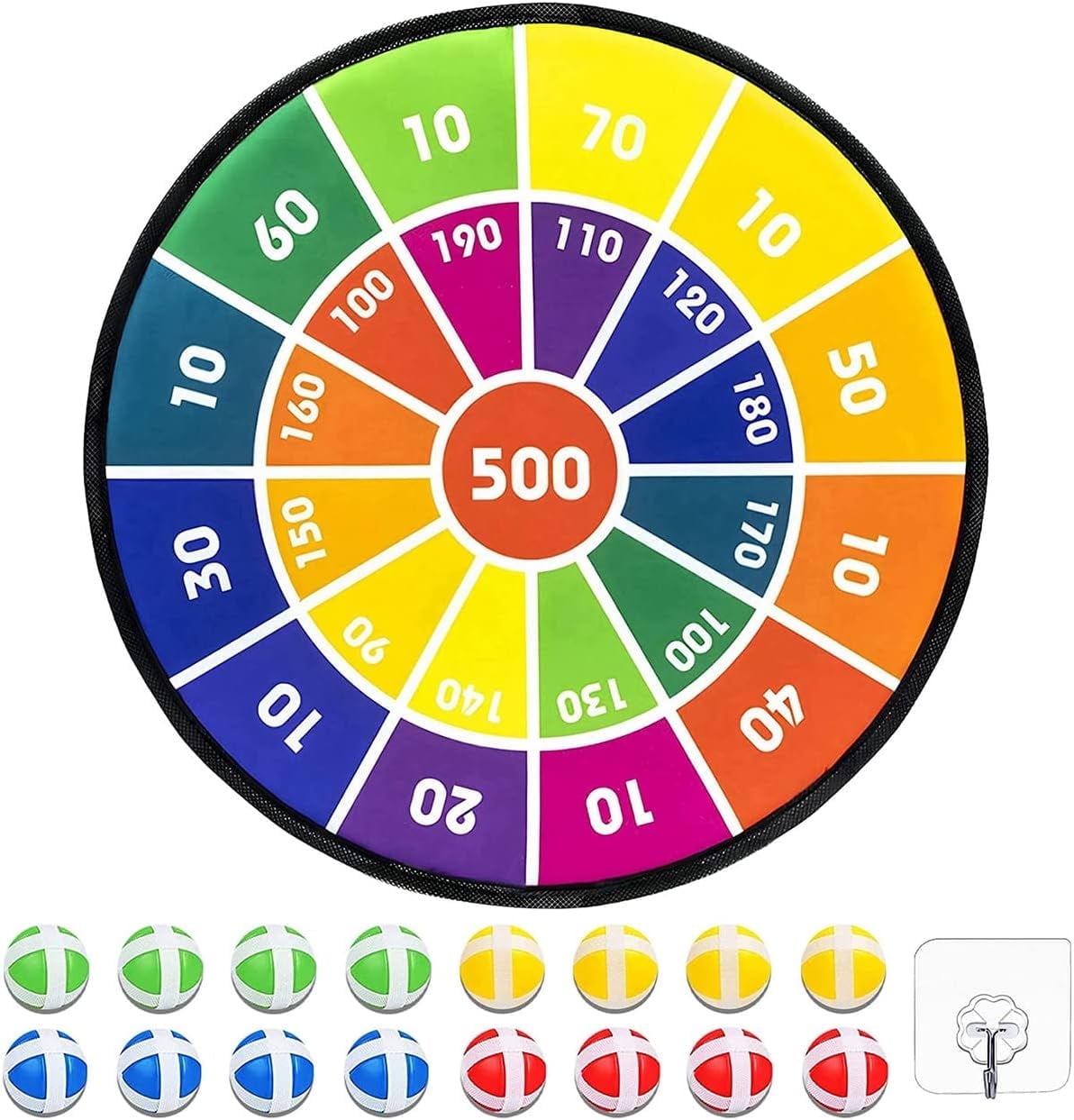 Rirool Kids Dartboard Set - Safe Board with 16 Sticky Plastic Balls - 28.3 Inches - Fun Family Party Game Gift