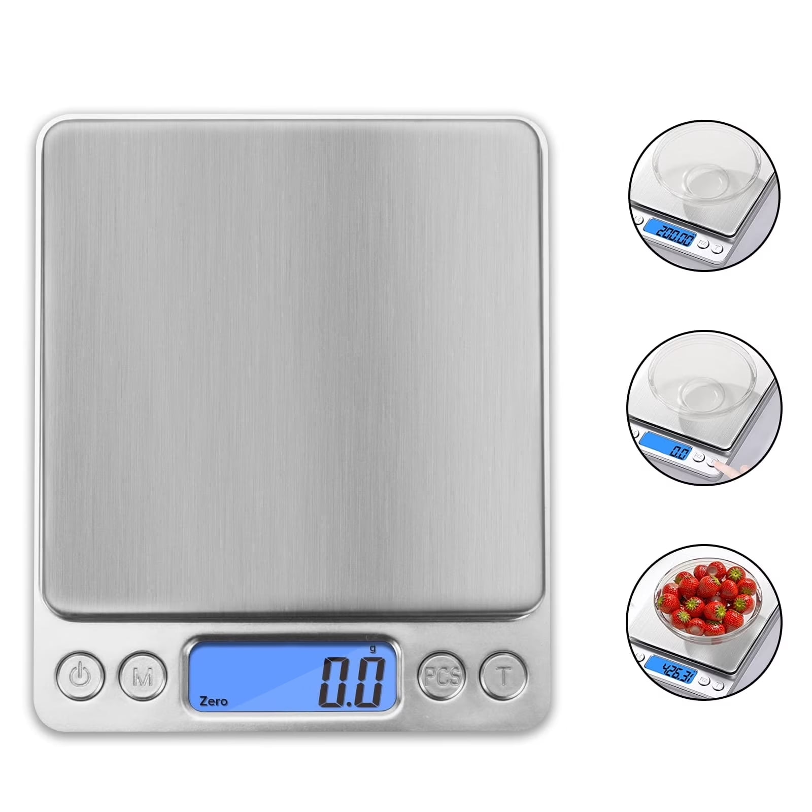 Rirool Kitchen Scale 1000g/0.1g, High Accuracy Mini Pocket Digital Scale with LCD Display, Measures g/OZ, Tare Function, 2 Trays for Cooking, Baking (Batteries Not Included)