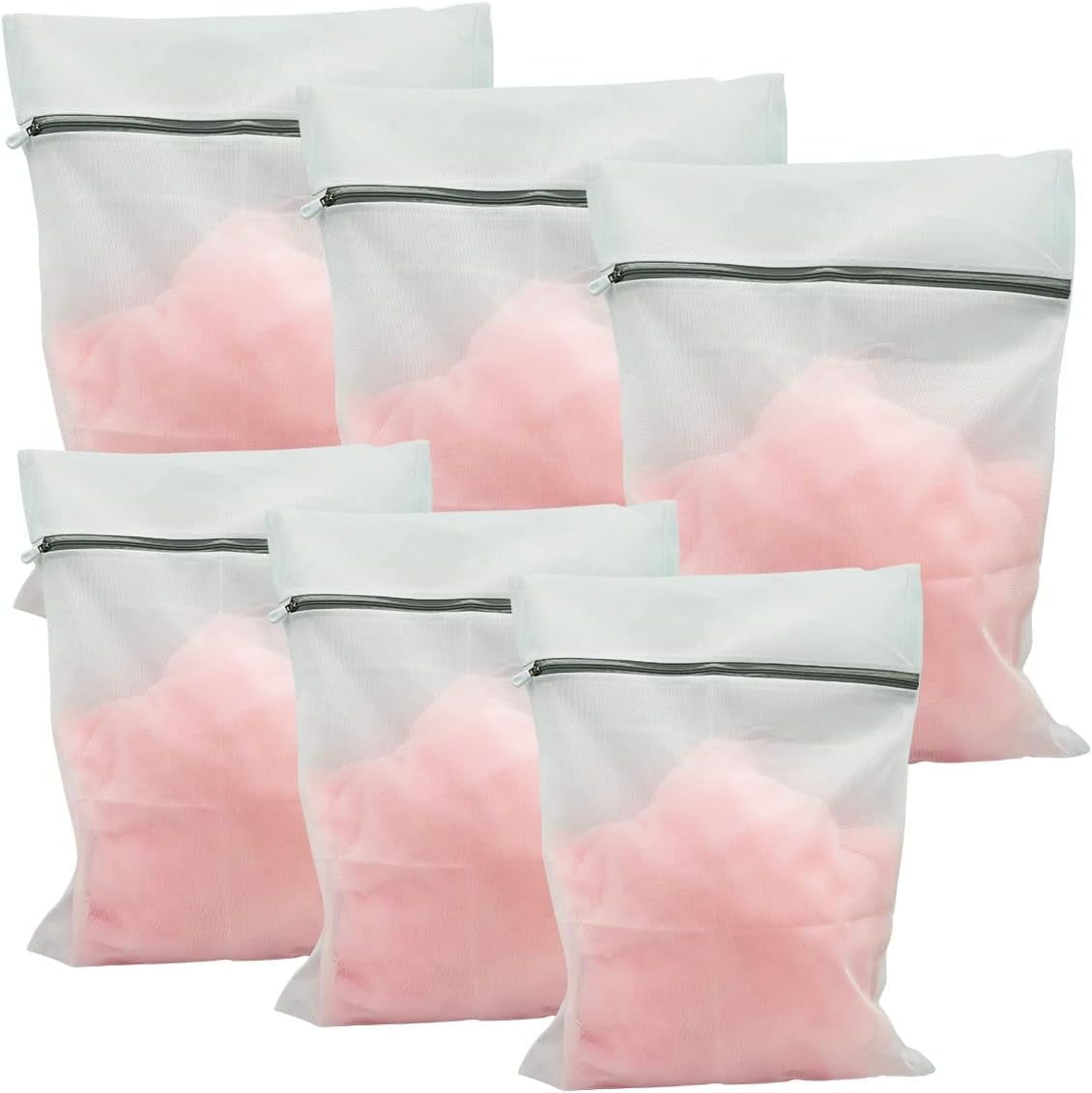 Rirool Mesh Laundry Bags - 6 Pack Reusable Zipper Wash Bags for Lingerie, Socks & Delicates, Travel Laundry Organization Set with 3 Large (16"x19") & 3 Medium (12"x15") Bags