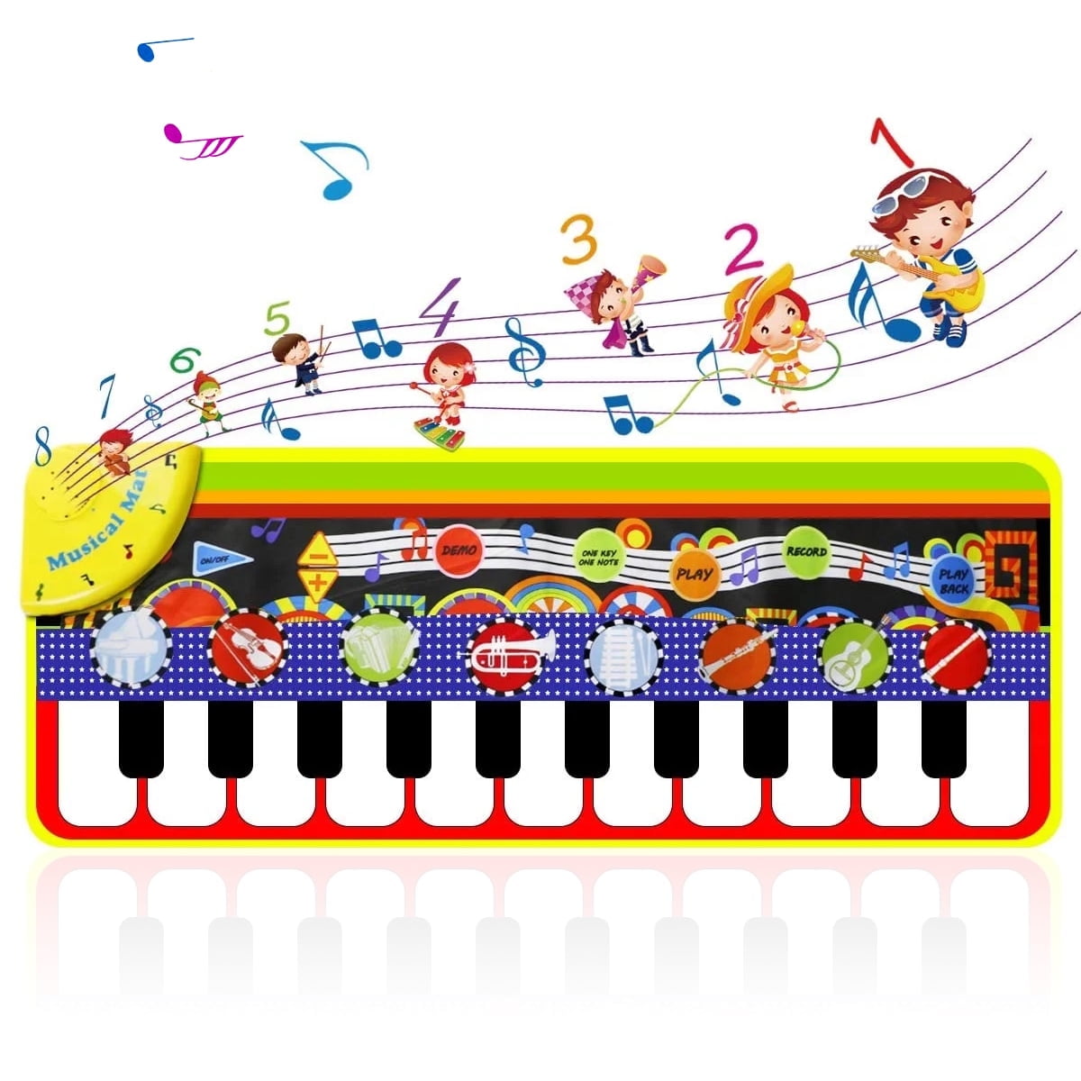 Rirool Kids Piano Dance Mat - Musical Playmat with 8 Instrument Sounds & Touch Keys - Educational Toy for Toddlers 3-7 Years