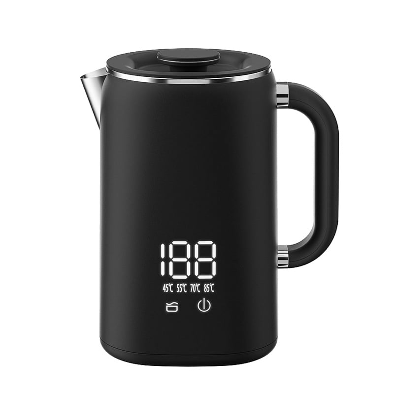 Smart electric kettle, 1500w fast heating, 1.6L large capacity, 5-speed temperature control, double-layer heat insulation and anti-scalding, 304 stainless steel