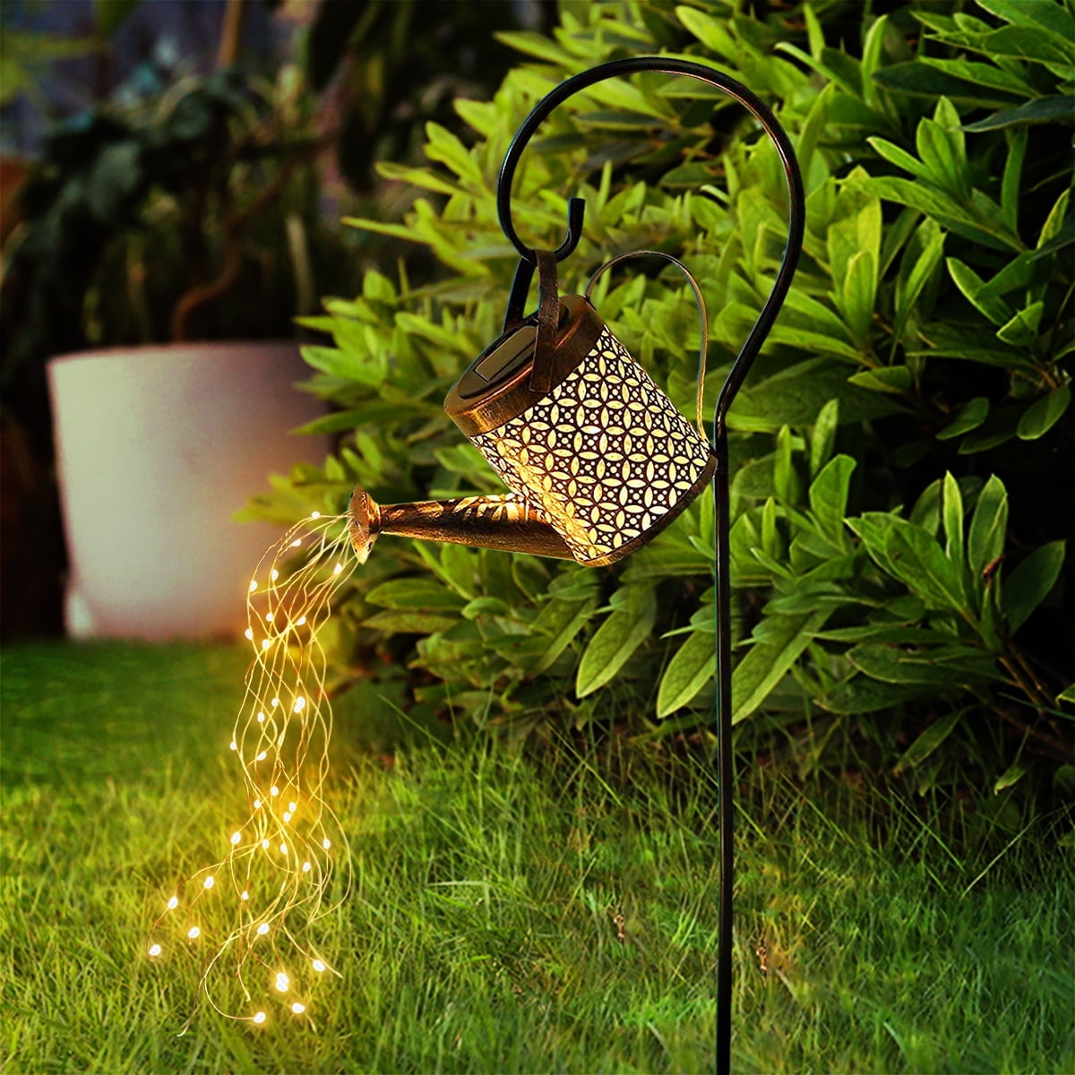 Rirool Solar Watering Can with Lights, Hanging Solar Waterfall LED, Waterproof Outdoor Garden Décor for Patio, Yard, Walkway, Birthday, Wedding Gift