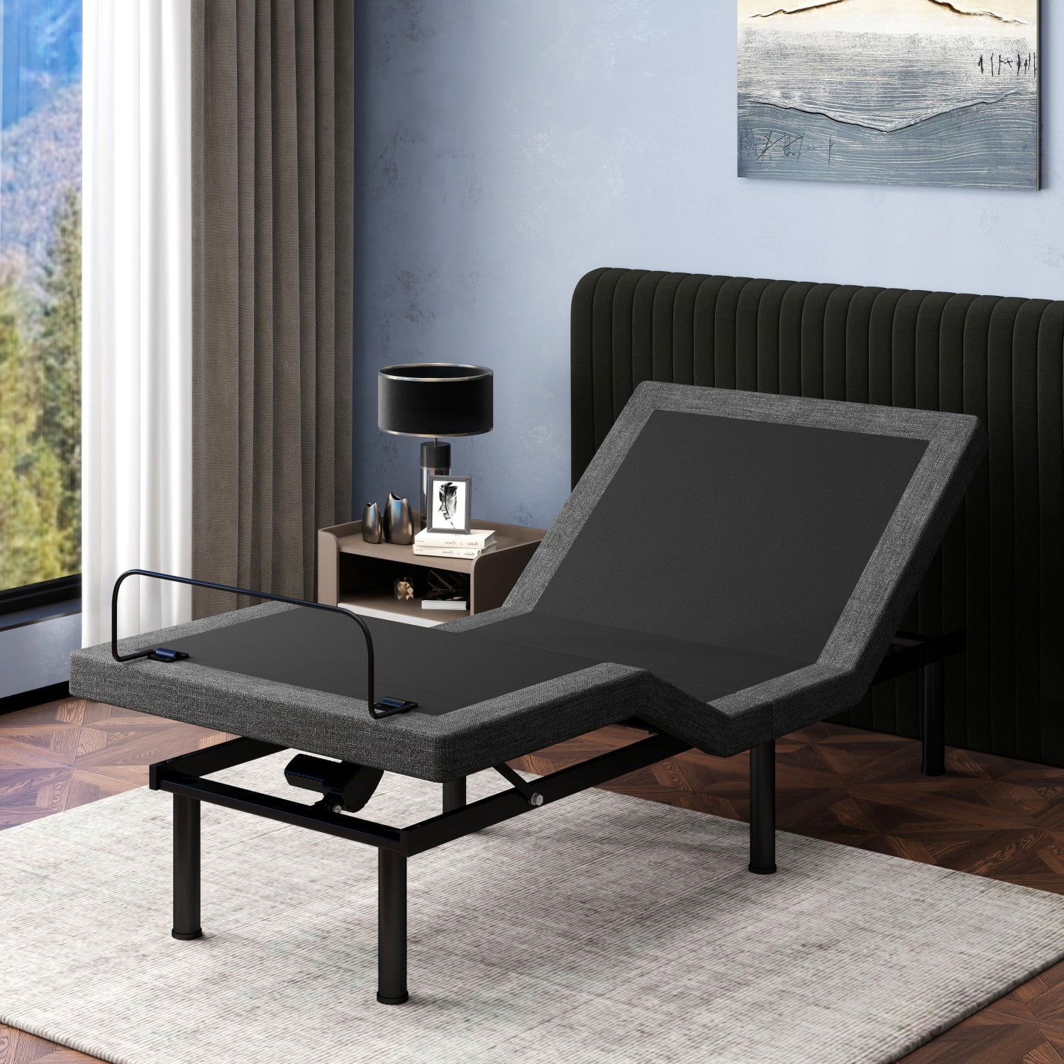 Twin XL Adjustable Bed Base with Massage Electric Dual Head & Foot Lift, Wireless Remote, Zero Gravity, Anti-Snore, Under-Bed LED Lighting, USB Ports and 12" Adjustable Legs