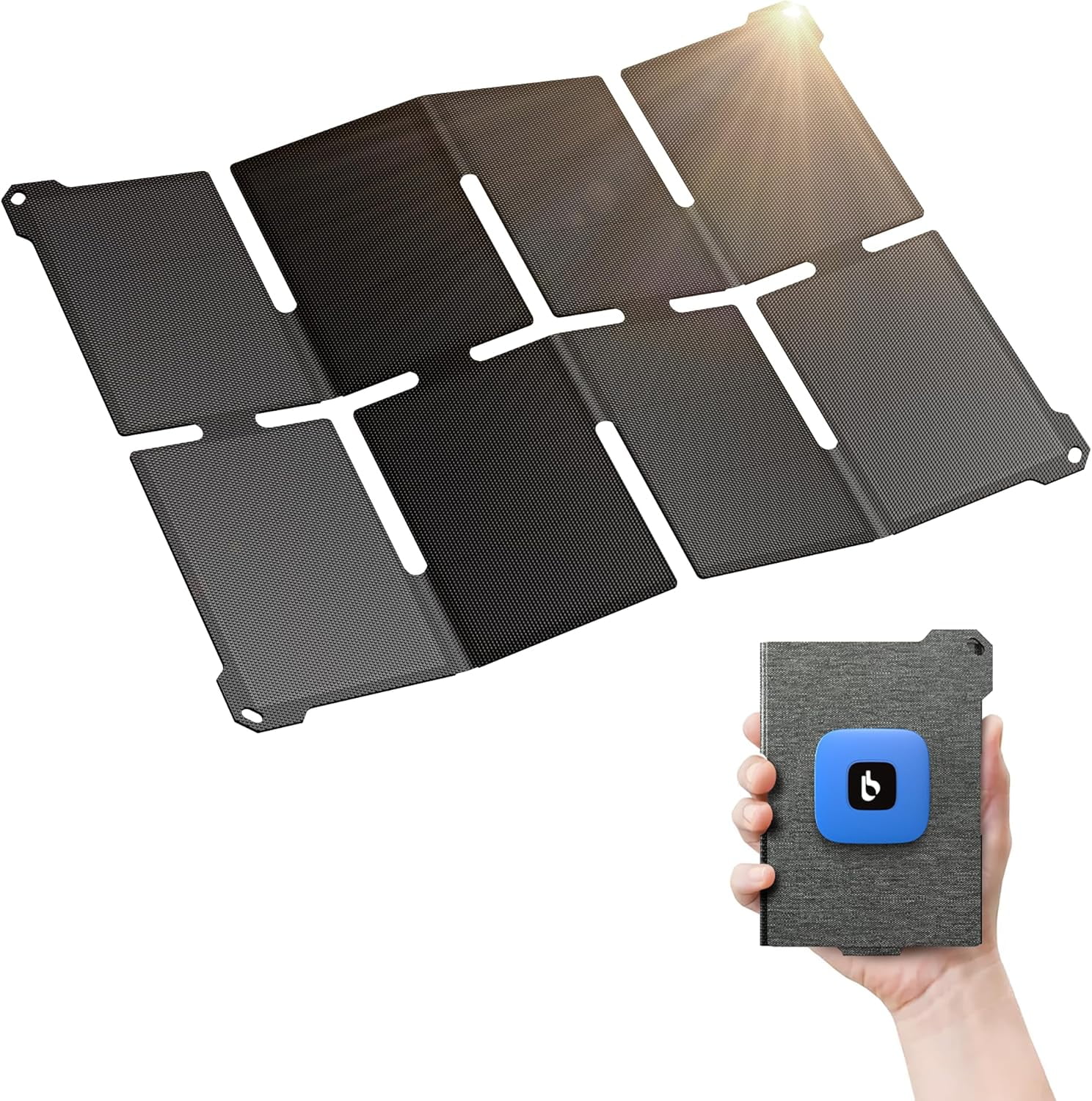 [Upgraded] Ultra-Light Portable 25W Solar Panel Charger with USB-A and USB-C Ports, 0.84 lbs Pocket-Size IP68 Waterproof, Folded Compatible Cellphone,Power Bank,Camping Light